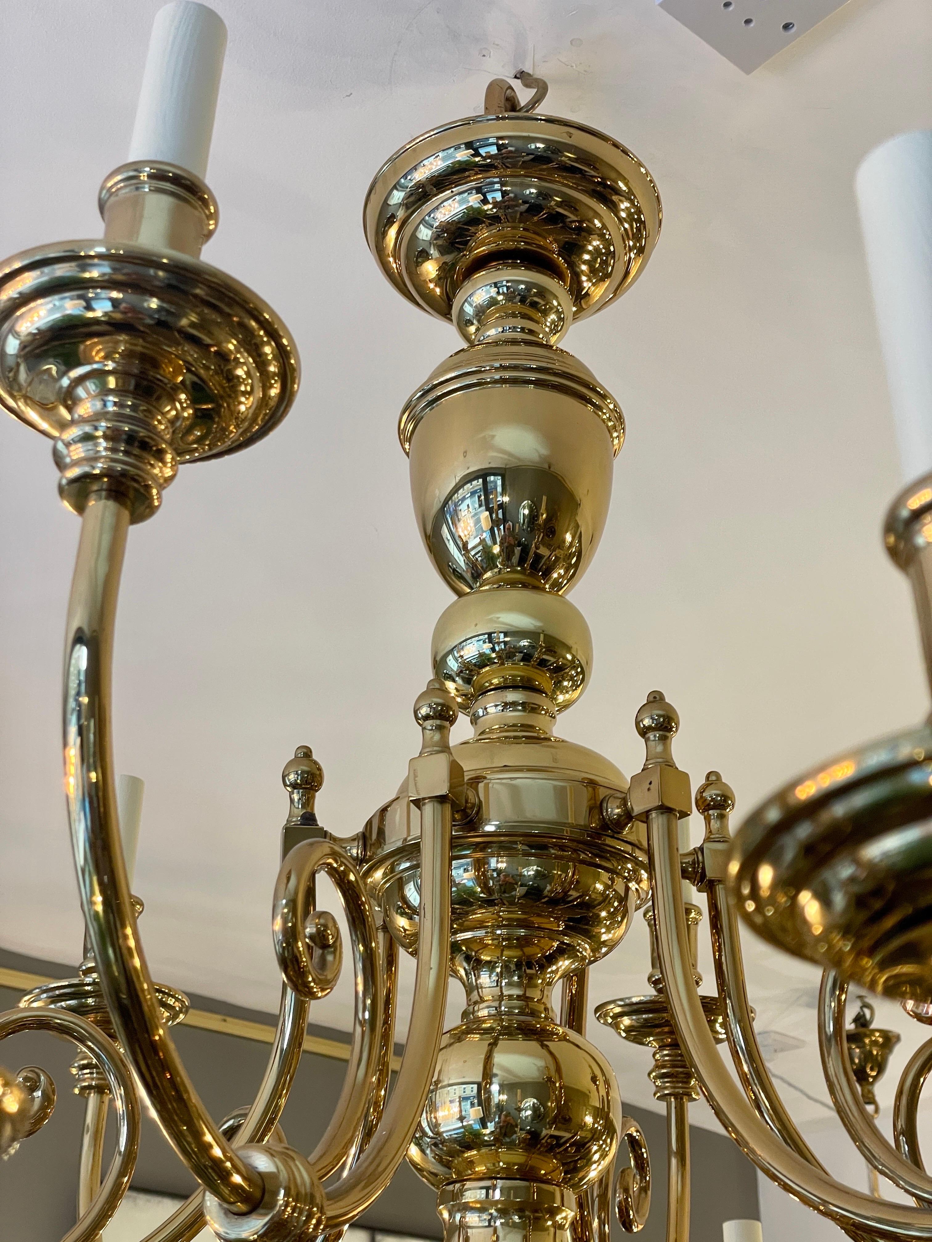 Large Flemish Style Brass Chandelier For Sale 4