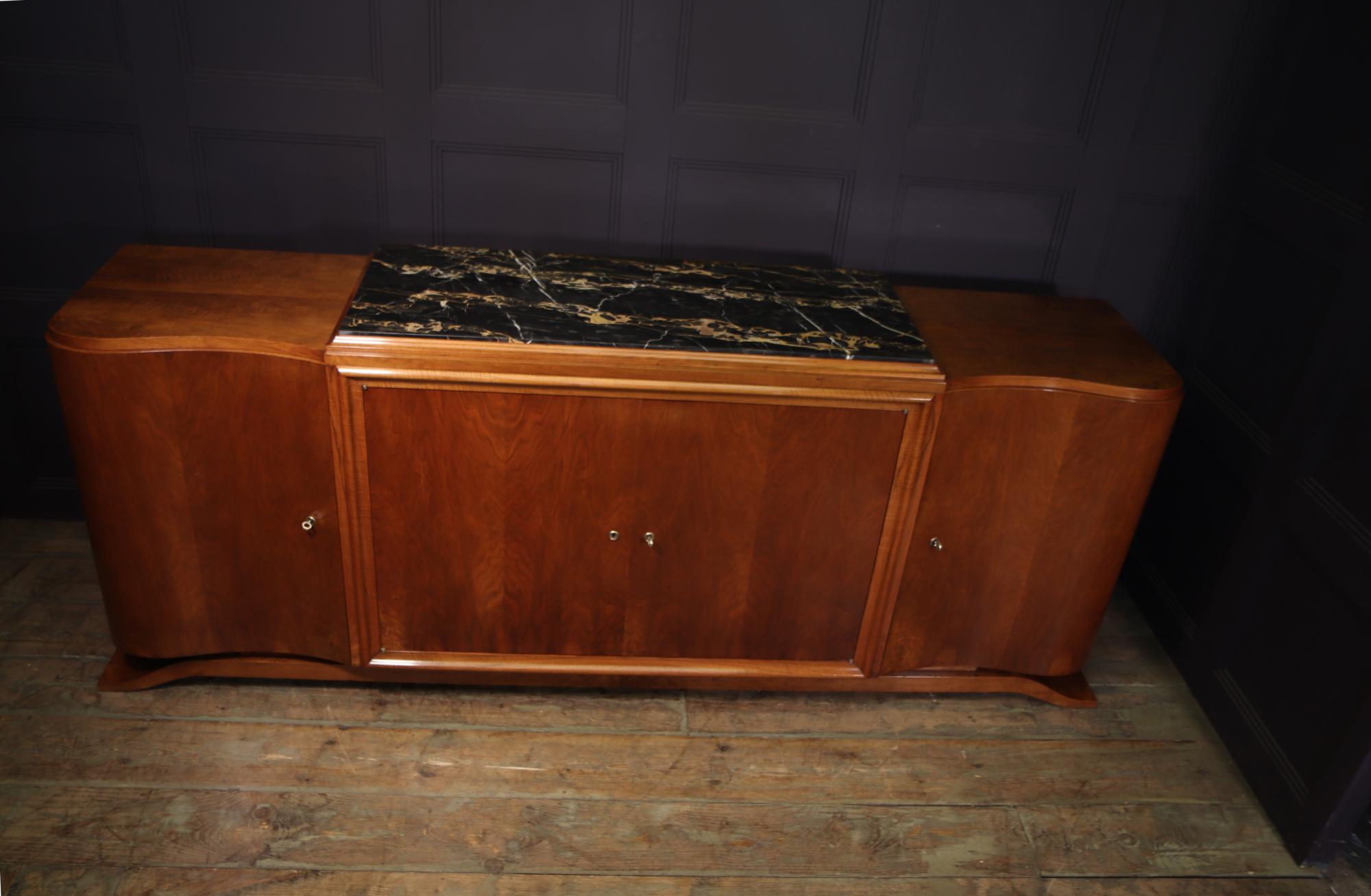 Walnut Very Large Four Door Sideboard by Maison Gouffe from Paris in the 1930’s