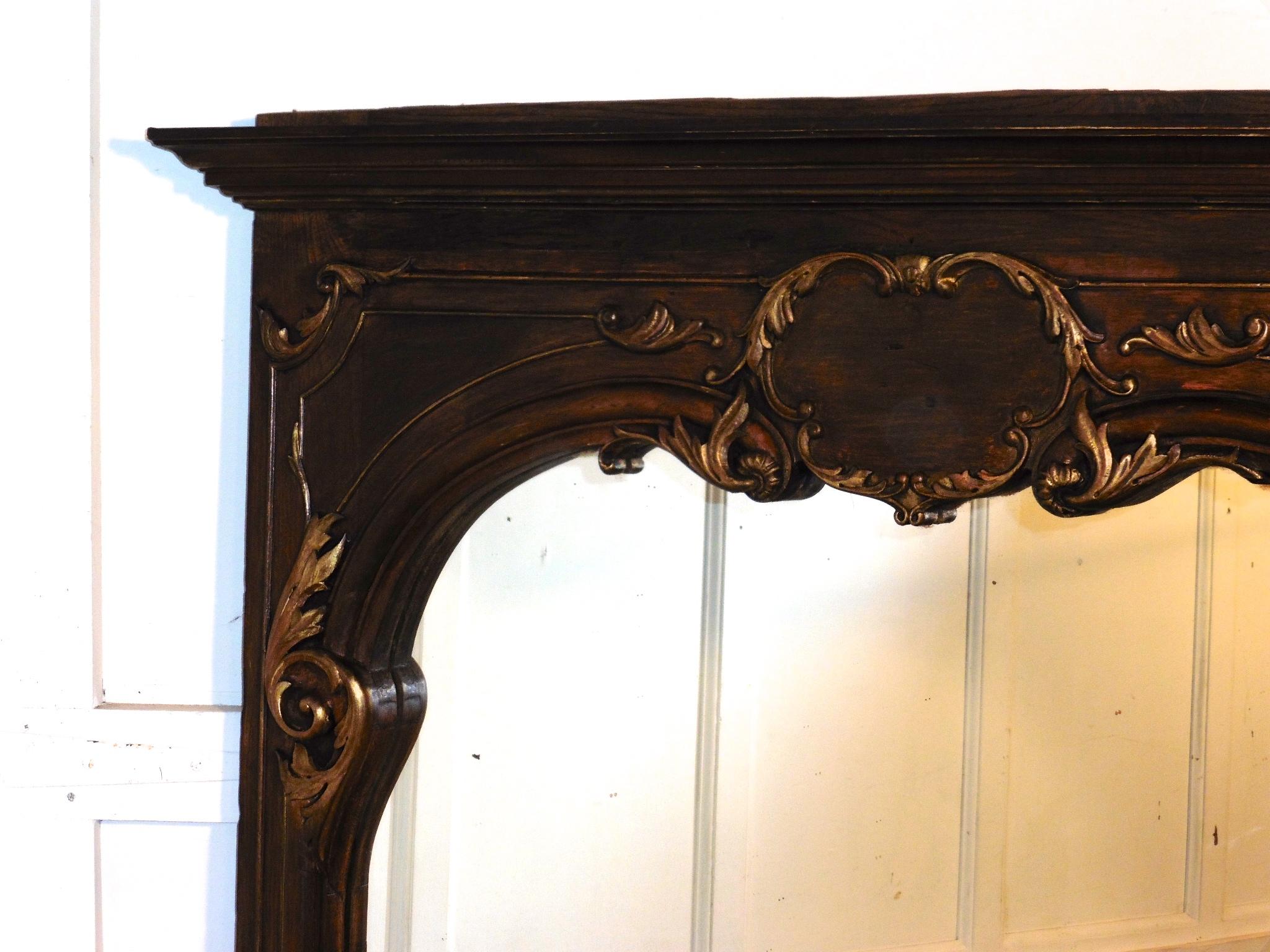 French Provincial Very Large French Carved Oak Wall Mirror This is a Very Large Oak Mirror For Sale