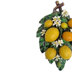 A Very Large French Majolica Trompe L'oeil Wall Plaque with Oranges & Lemons
