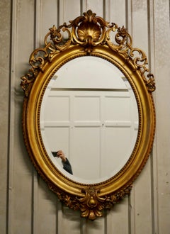A Very Large French Rococo Oval Gilt Wall Mirror