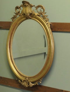 19th Century French Rococo Gilt Wall Mirror with Gesso Frame