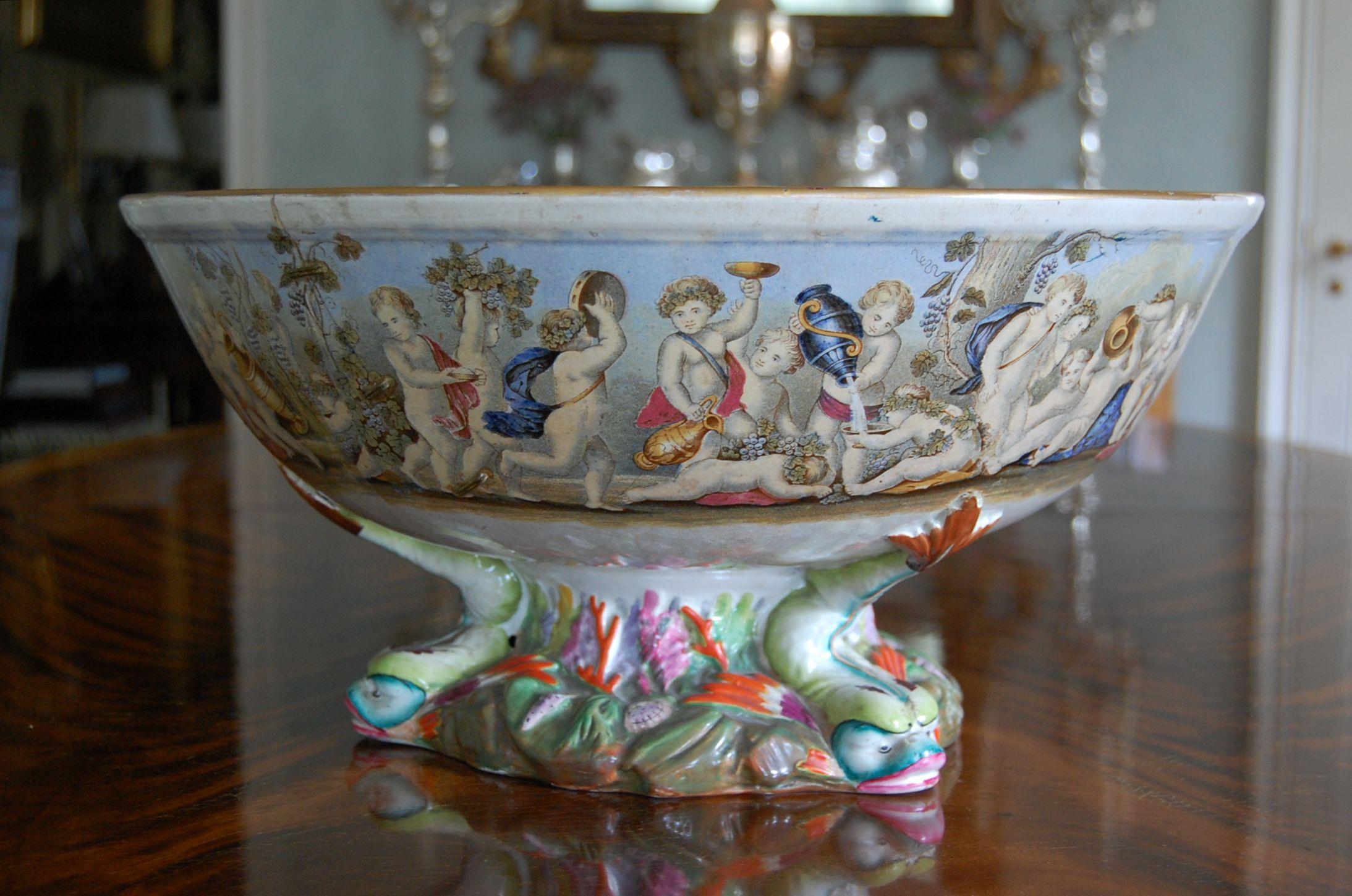 British Very Large Gildea & Walker Staffordshire Pottery Punch Bowl, circa 1885 For Sale