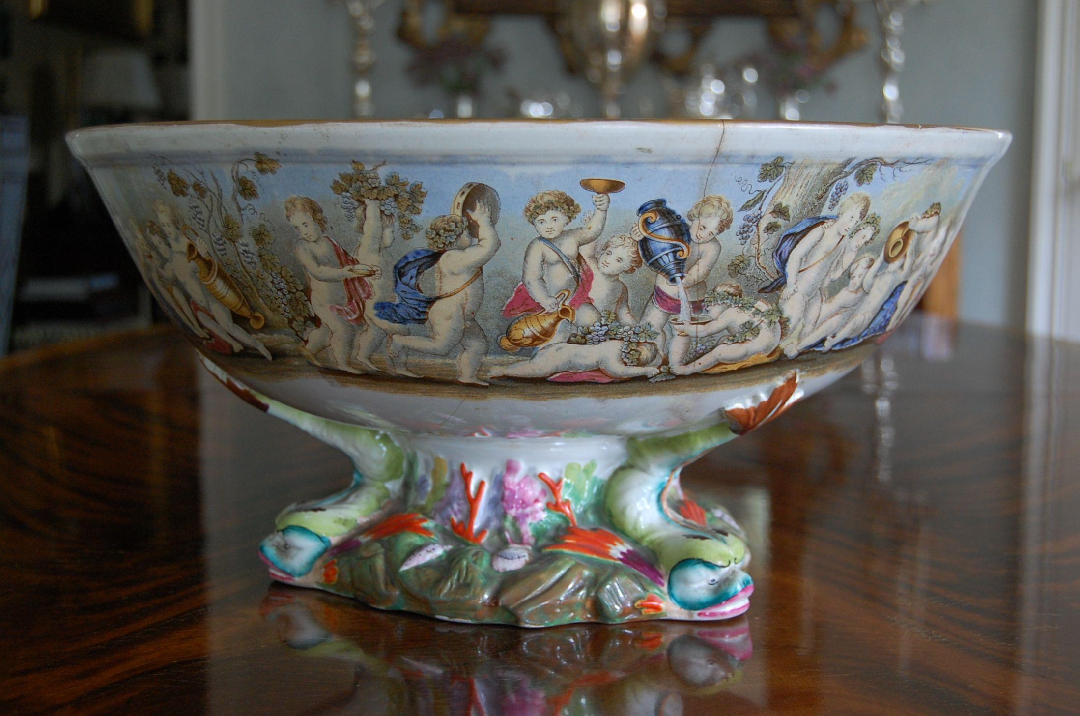 Late 19th Century Very Large Gildea & Walker Staffordshire Pottery Punch Bowl, circa 1885 For Sale