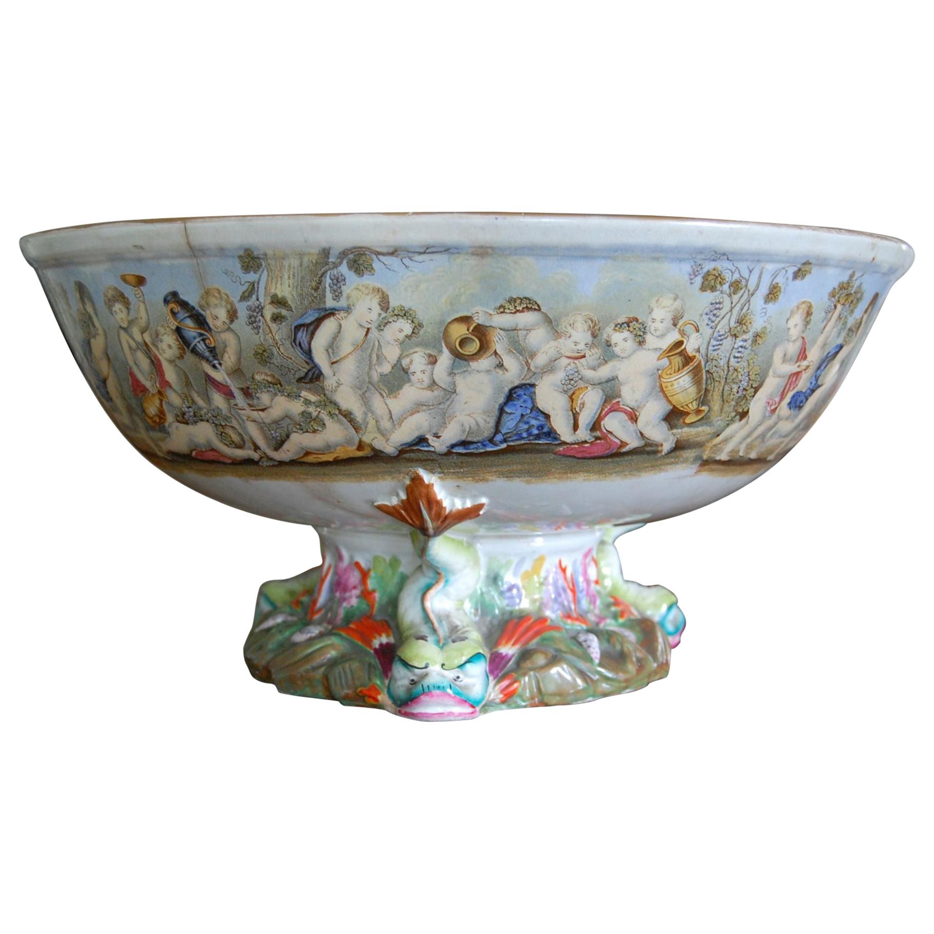 Very Large Gildea & Walker Staffordshire Pottery Punch Bowl, circa 1885 For Sale