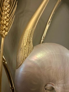 Una muy grande  Lámpara de mesa italiana Antonio Pavia Grulla de latón