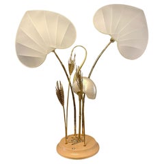 A Very Large  Italian Antonio Pavia Brass Crane Table Lamp