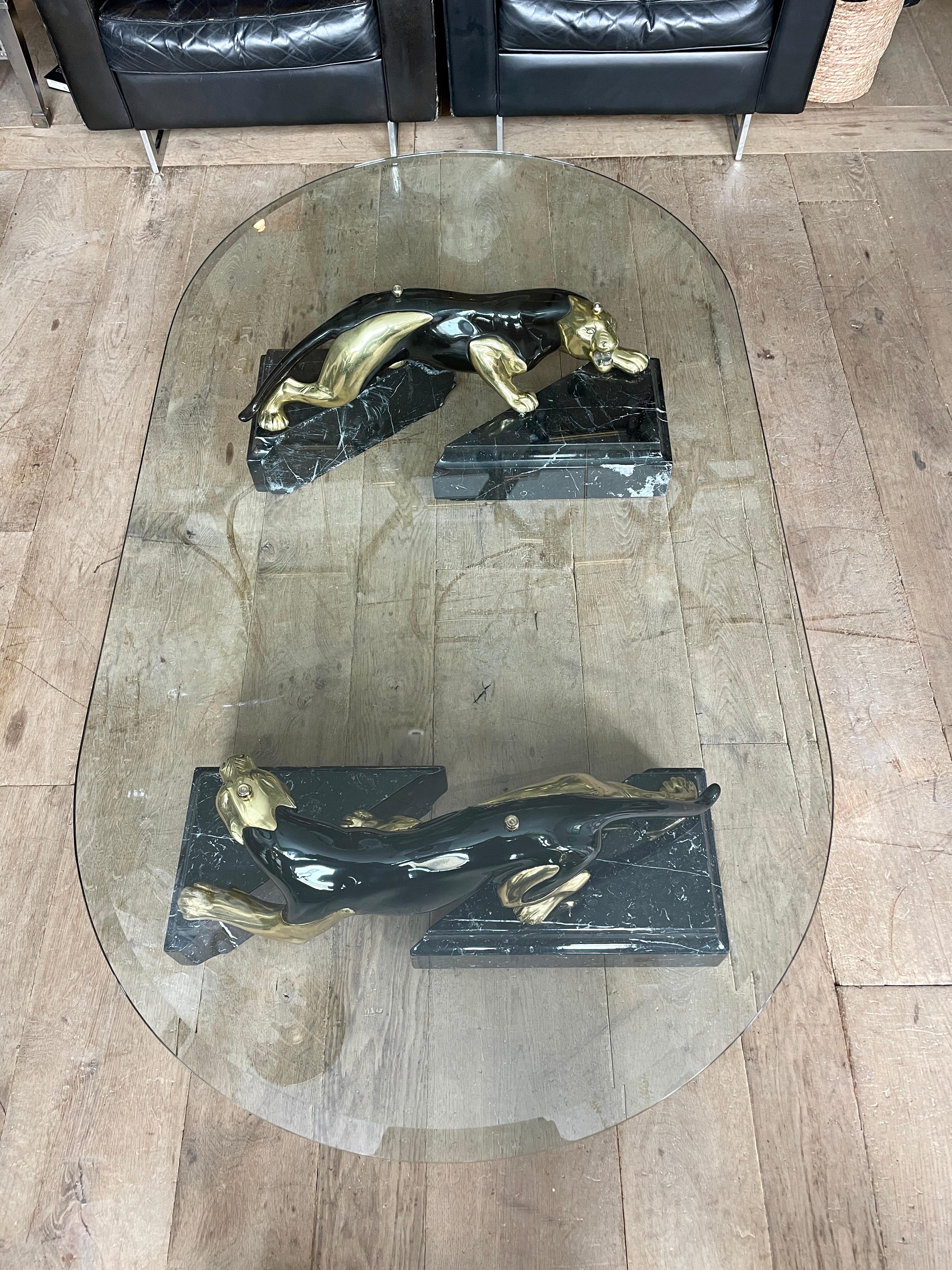 panther glass coffee table