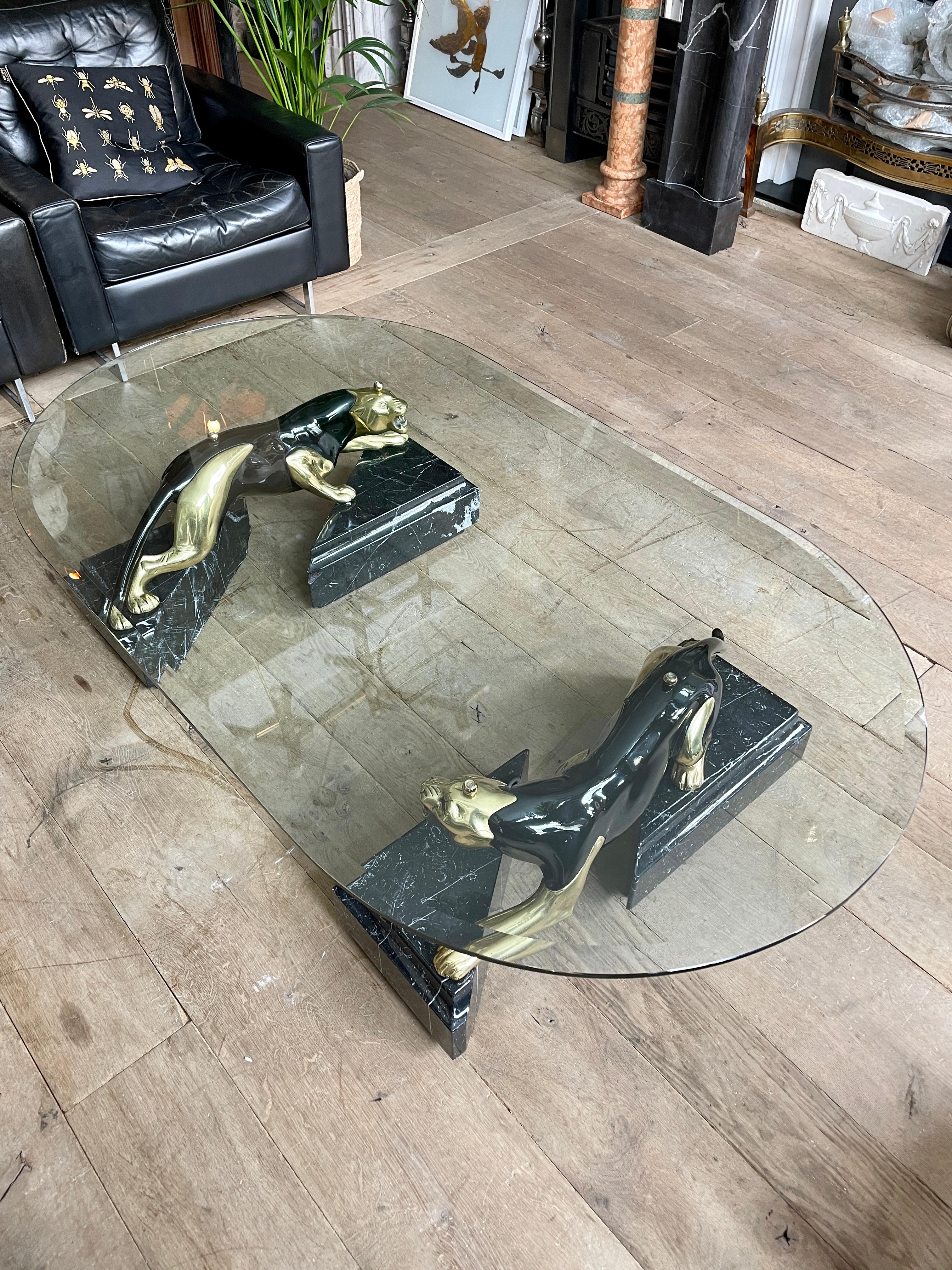 panther coffee table with glass top