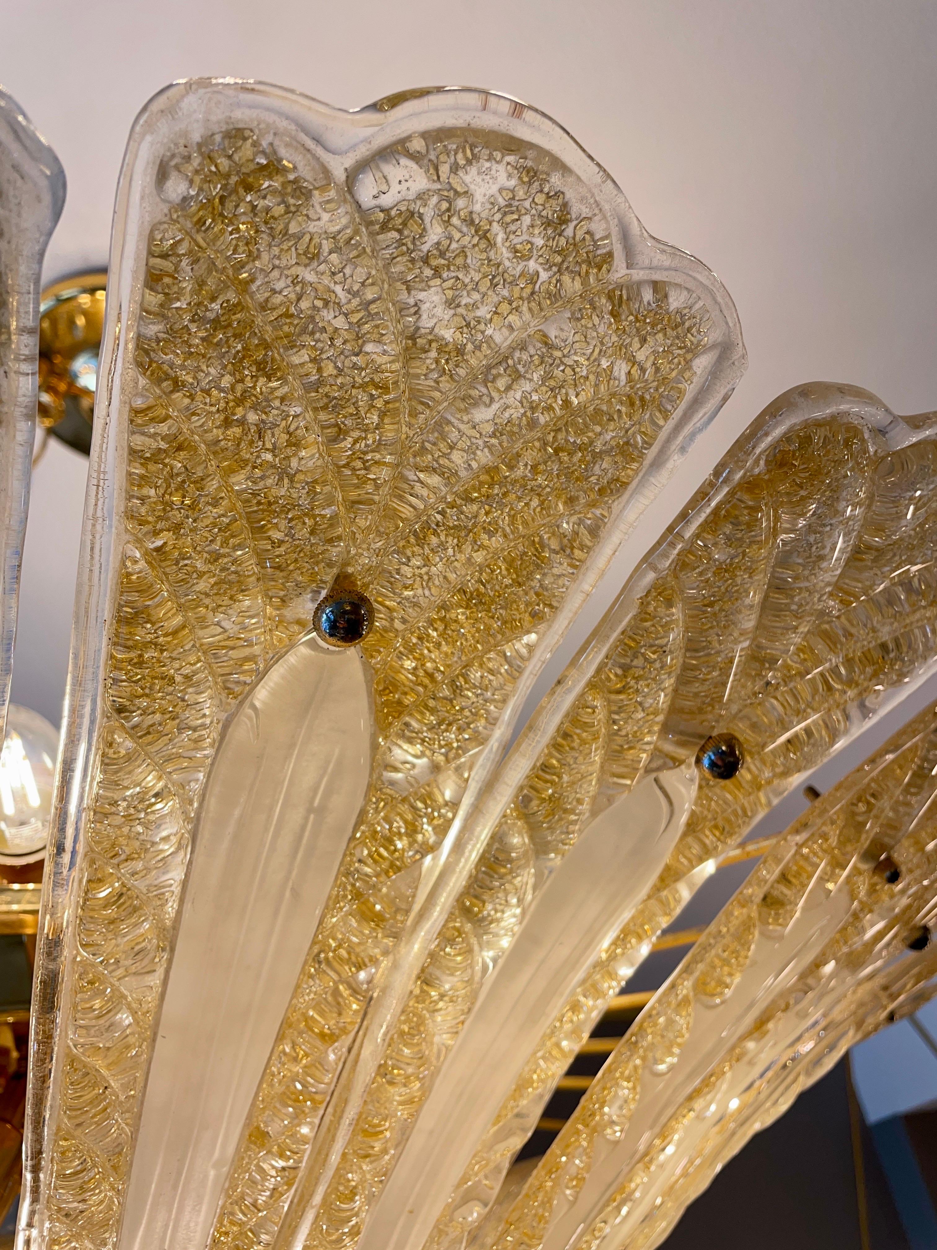 Very Large Italian Murano Gold Palm Chandelier 5