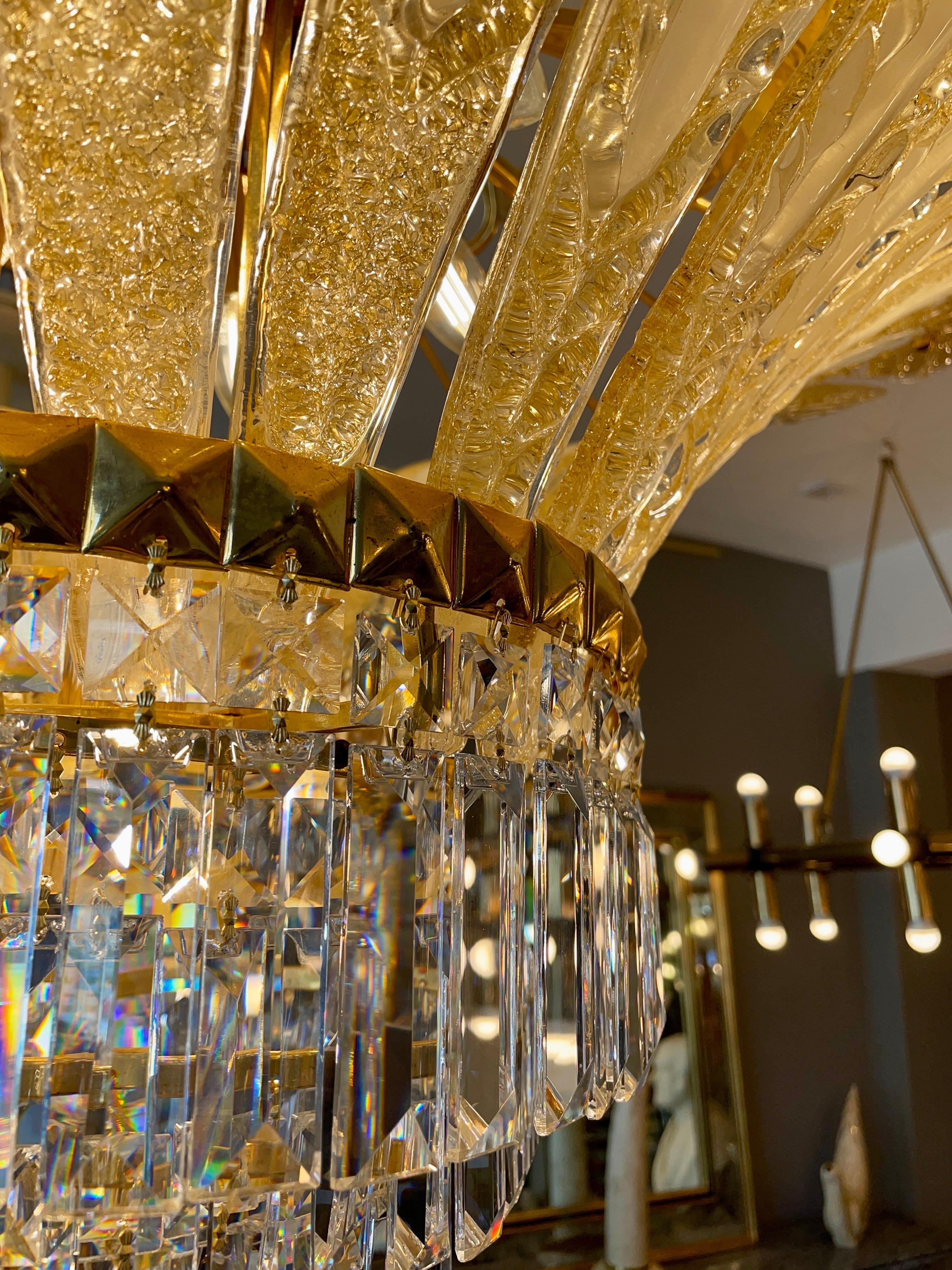 Very Large Italian Murano Gold Palm Chandelier 6