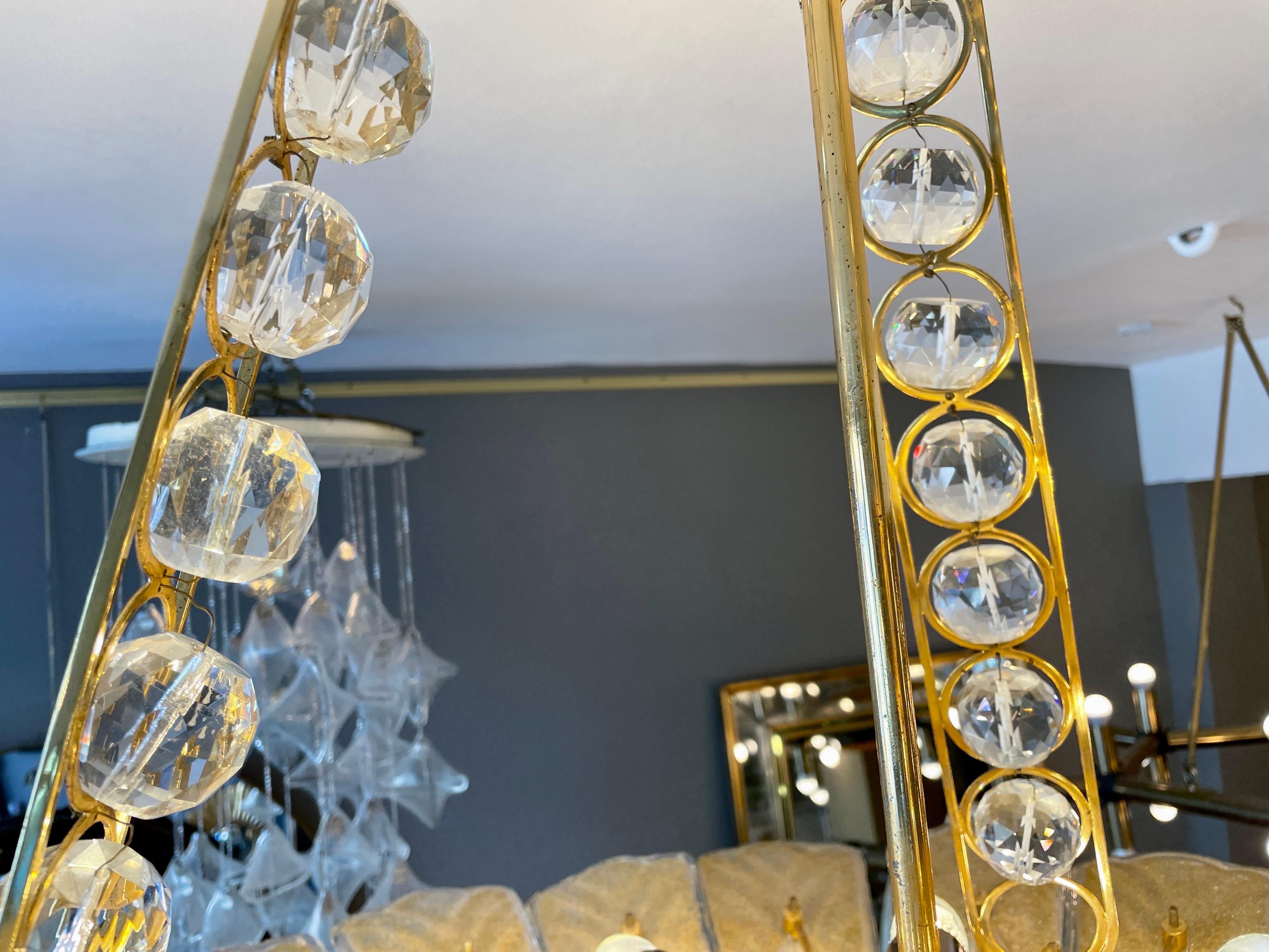 Very Large Italian Murano Gold Palm Chandelier 8
