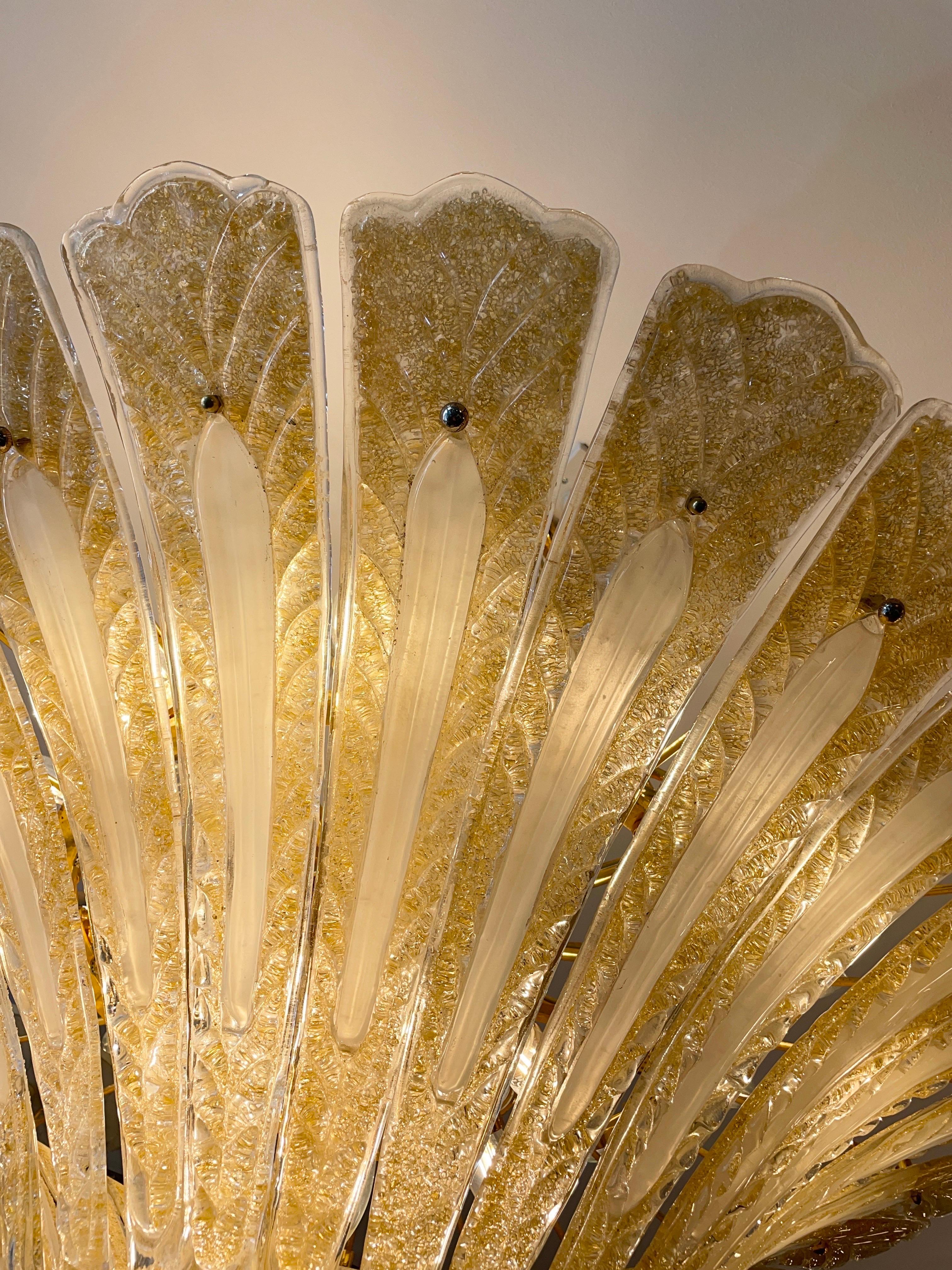 Very Large Italian Murano Gold Palm Chandelier 1
