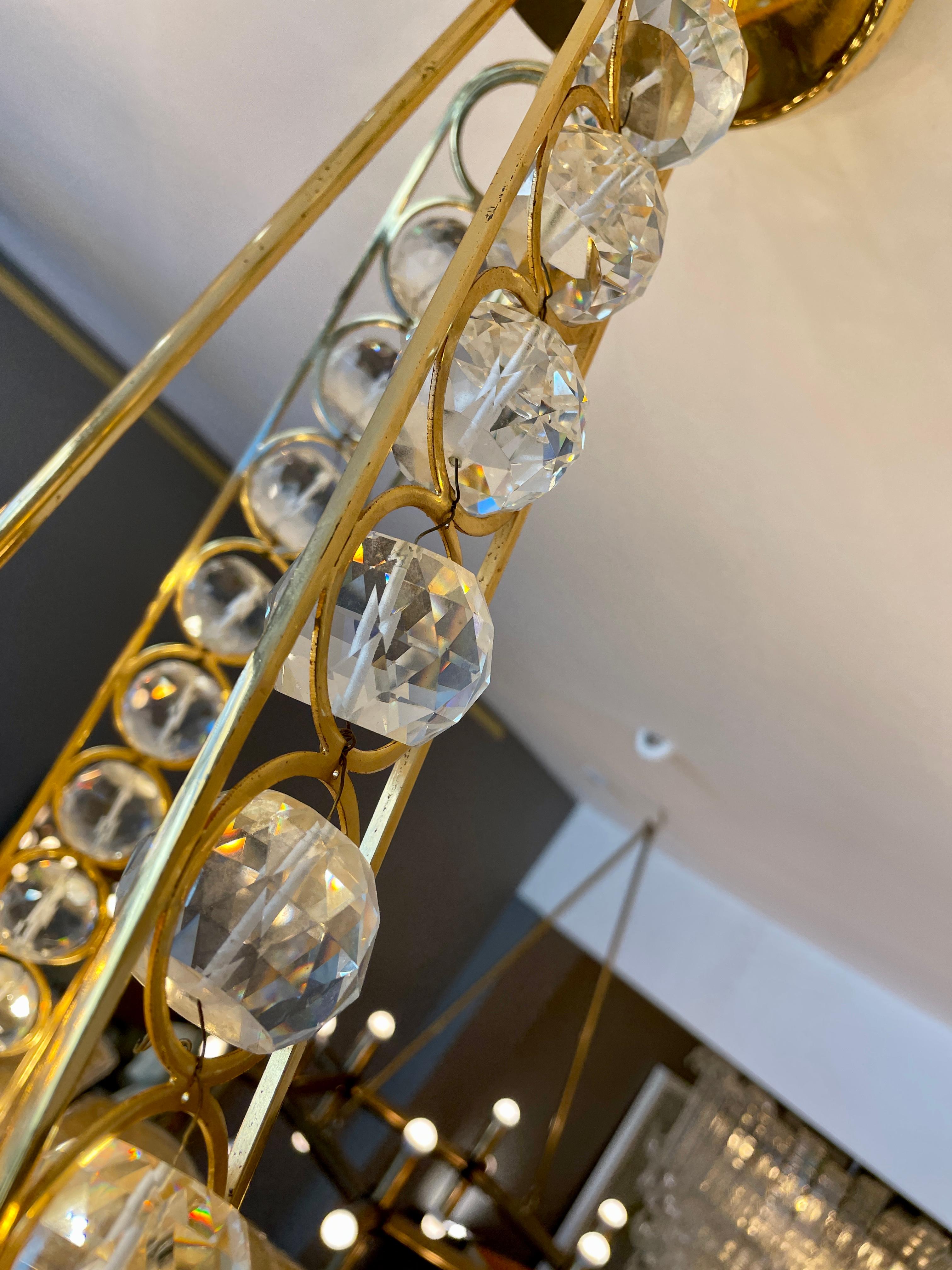 Un grande lampadario italiano di Murano con foglie di palma in oro in vendita 5