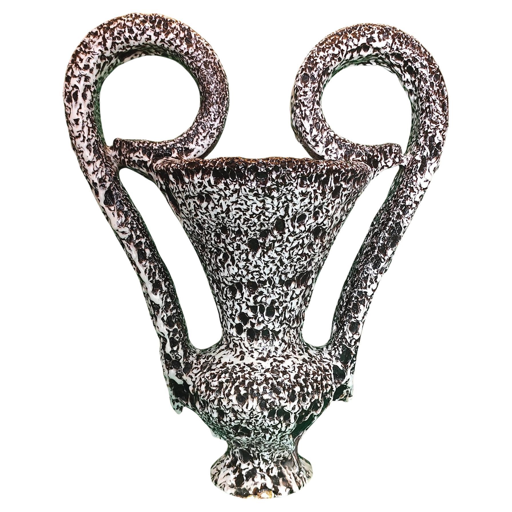 A Very Large "Kantharos" Vase in "Fat Lava", by Marius Giuge Vallauris, 1960s For Sale