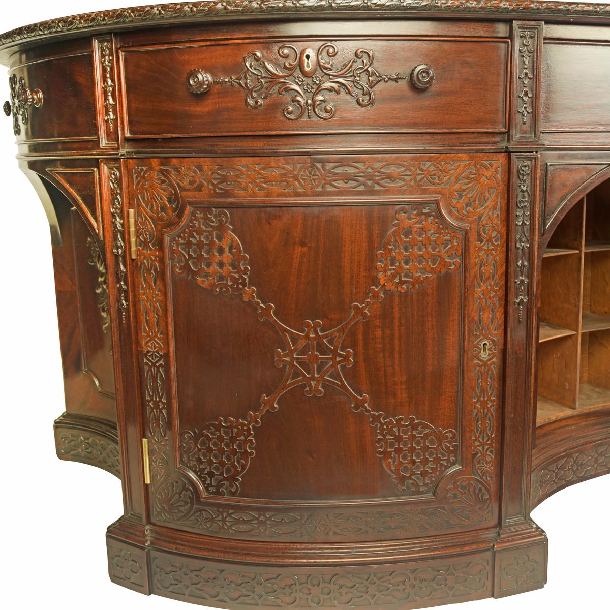 Very Large Mahogany Centrepiece Partners’ Desk in the Chippendale Style For Sale 5