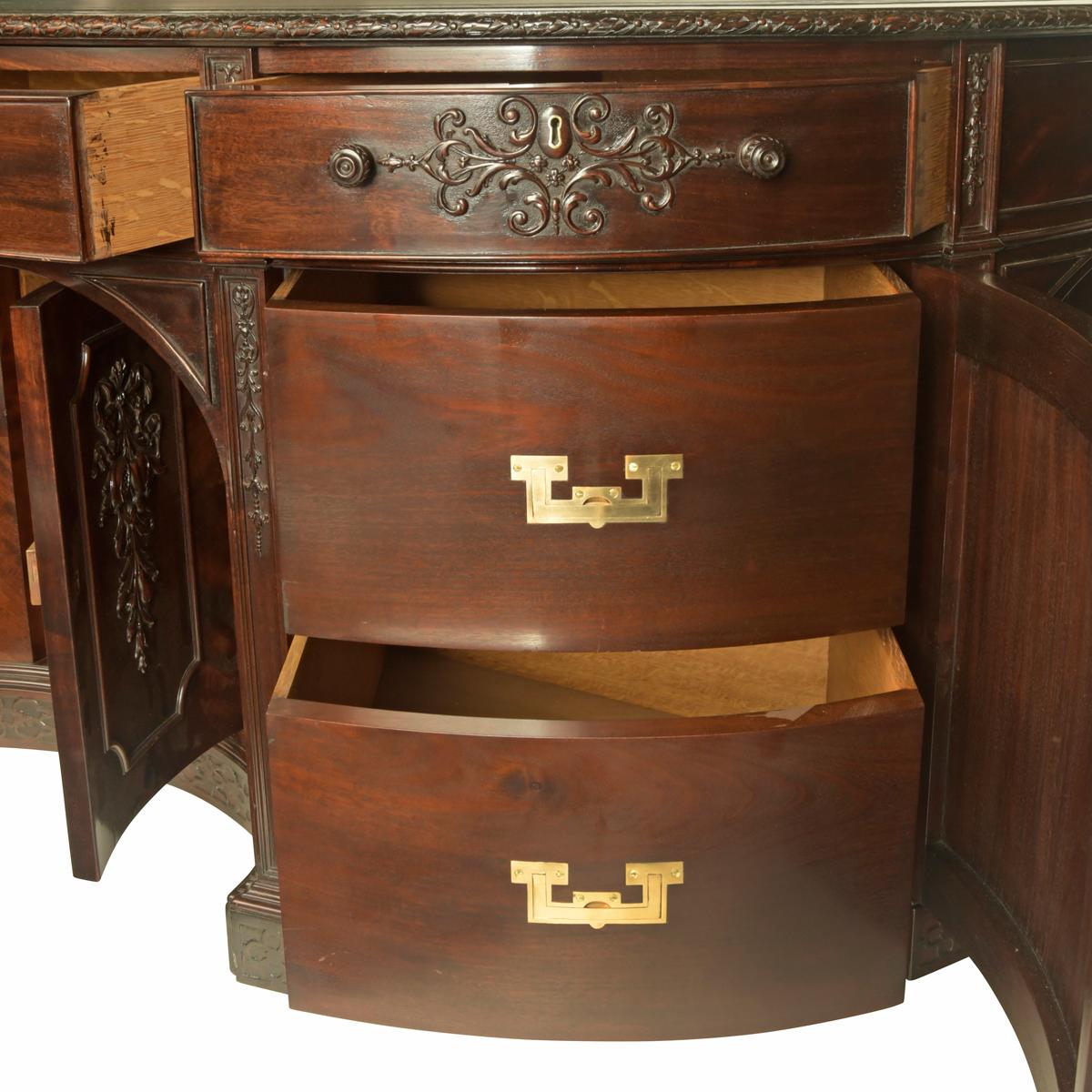 Very Large Mahogany Centrepiece Partners’ Desk in the Chippendale Style For Sale 2
