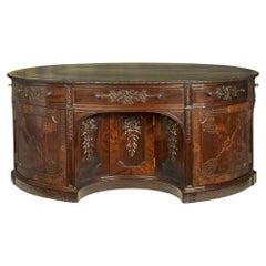 Vintage Very Large Mahogany Centrepiece Partners’ Desk in the Chippendale Style