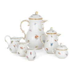 Very Large Meissen Porcelain Dinner Service with Floral Motifs