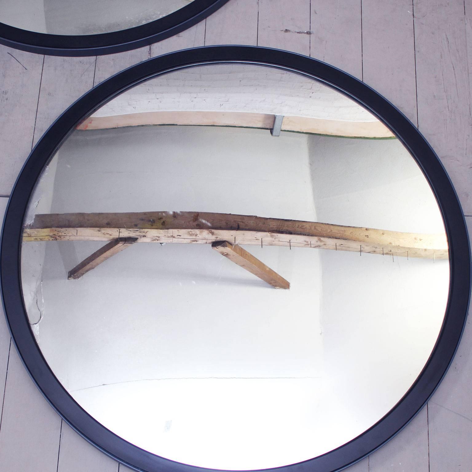 Industrial Very Large Framed Mid Century Czechoslovakian Convex Mirror