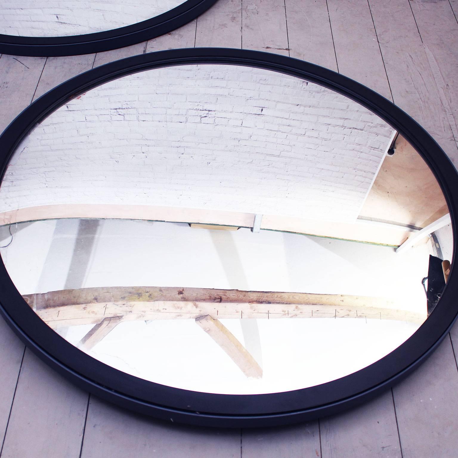 Steel Very Large Framed Mid Century Czechoslovakian Convex Mirror