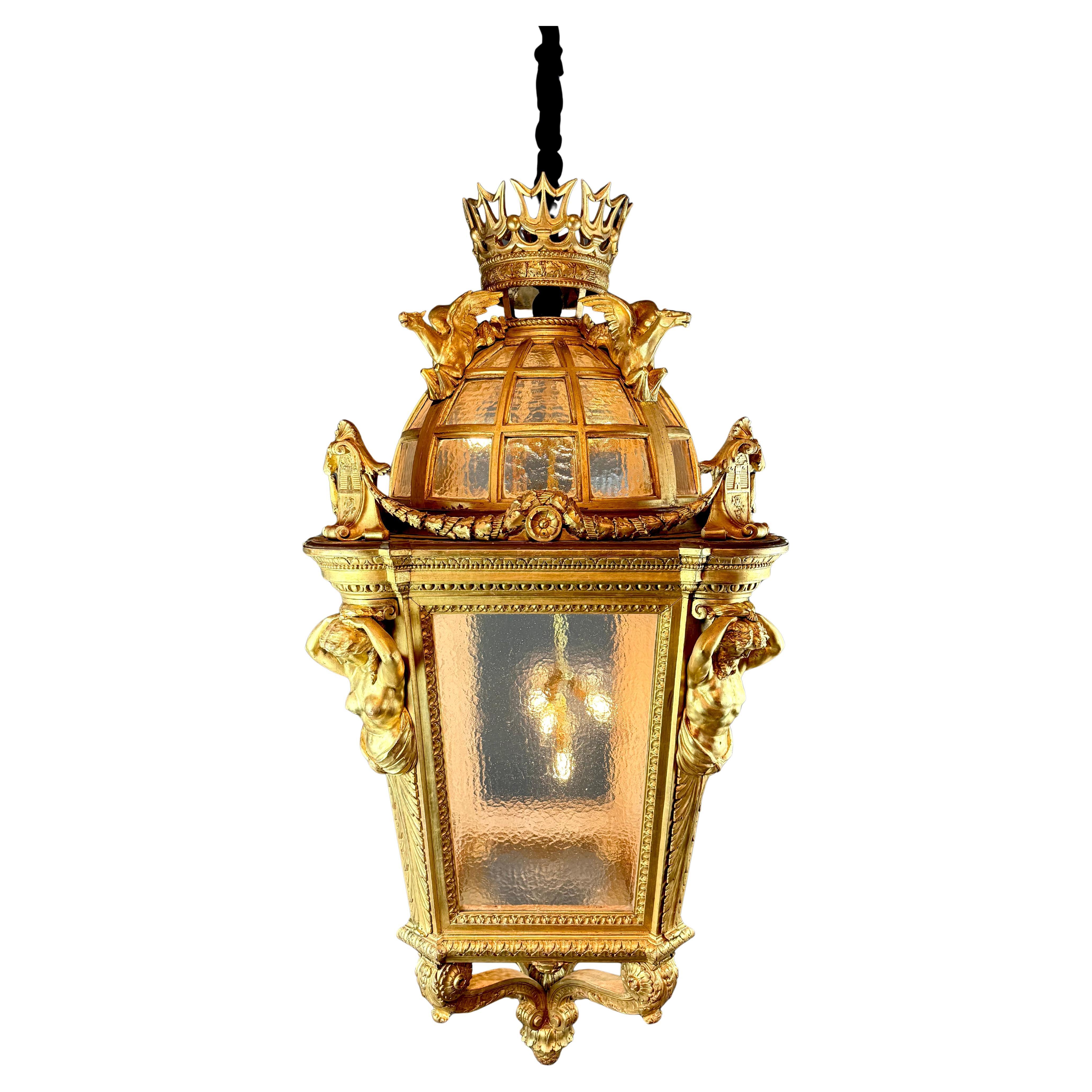 A Very Large Monumental Giltwood Dome Lantern – Italy, Late 19th Century