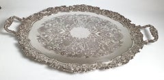 A Very Large Ornate English Banquet Tray in Silver Plate