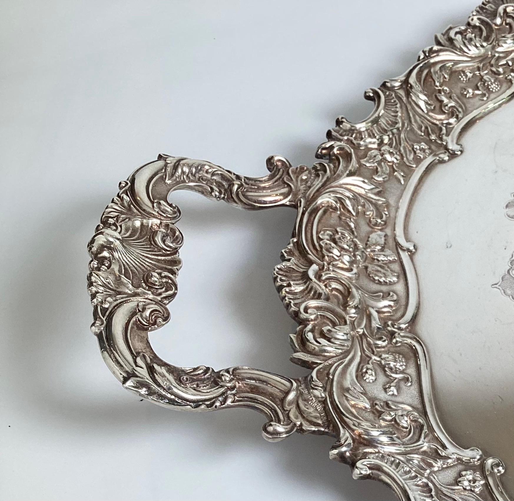 A Very Large Ornate English Banquet Tray in Silver Plate For Sale 1