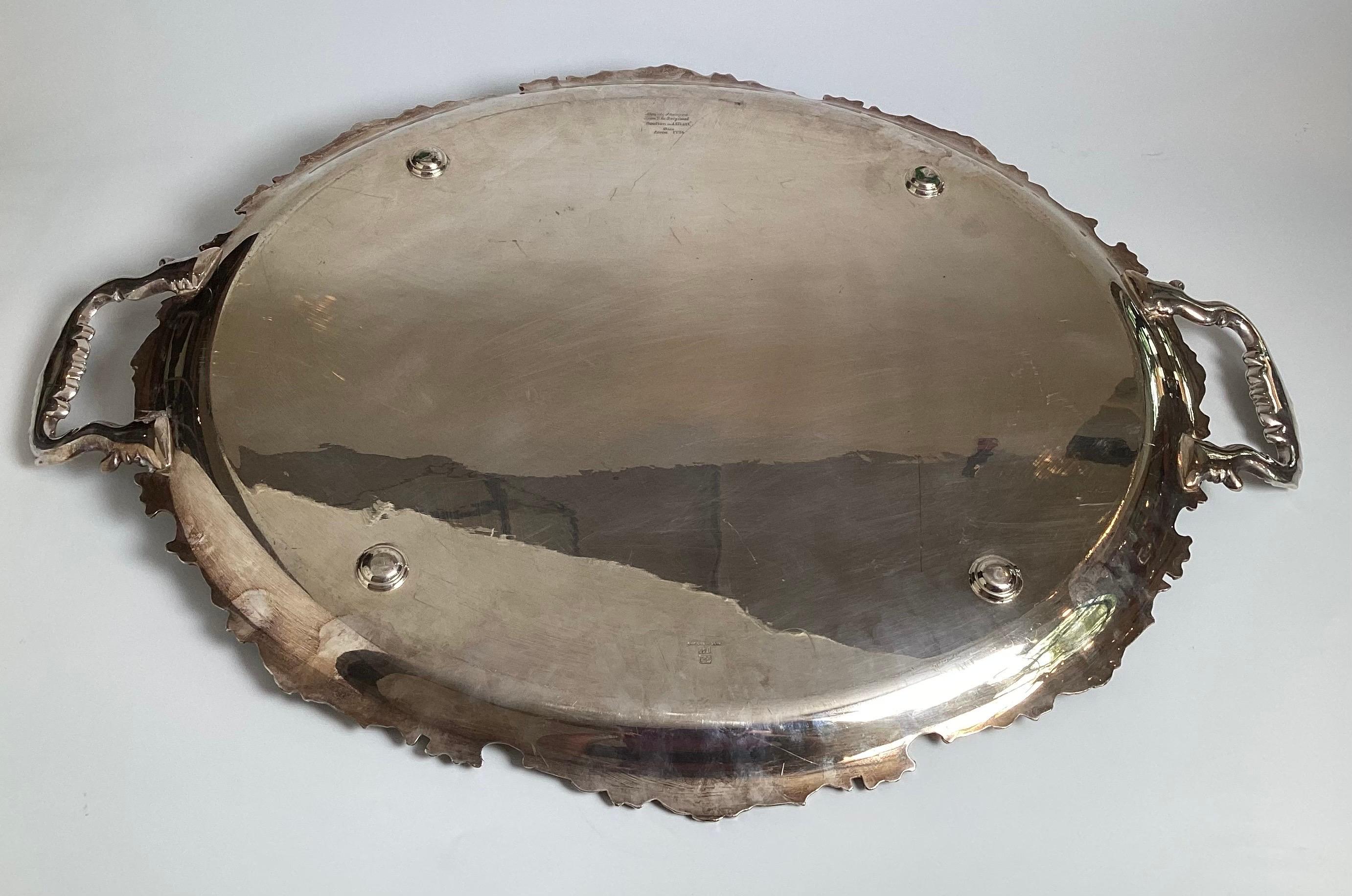 A Very Large Ornate English Banquet Tray in Silver Plate For Sale 5