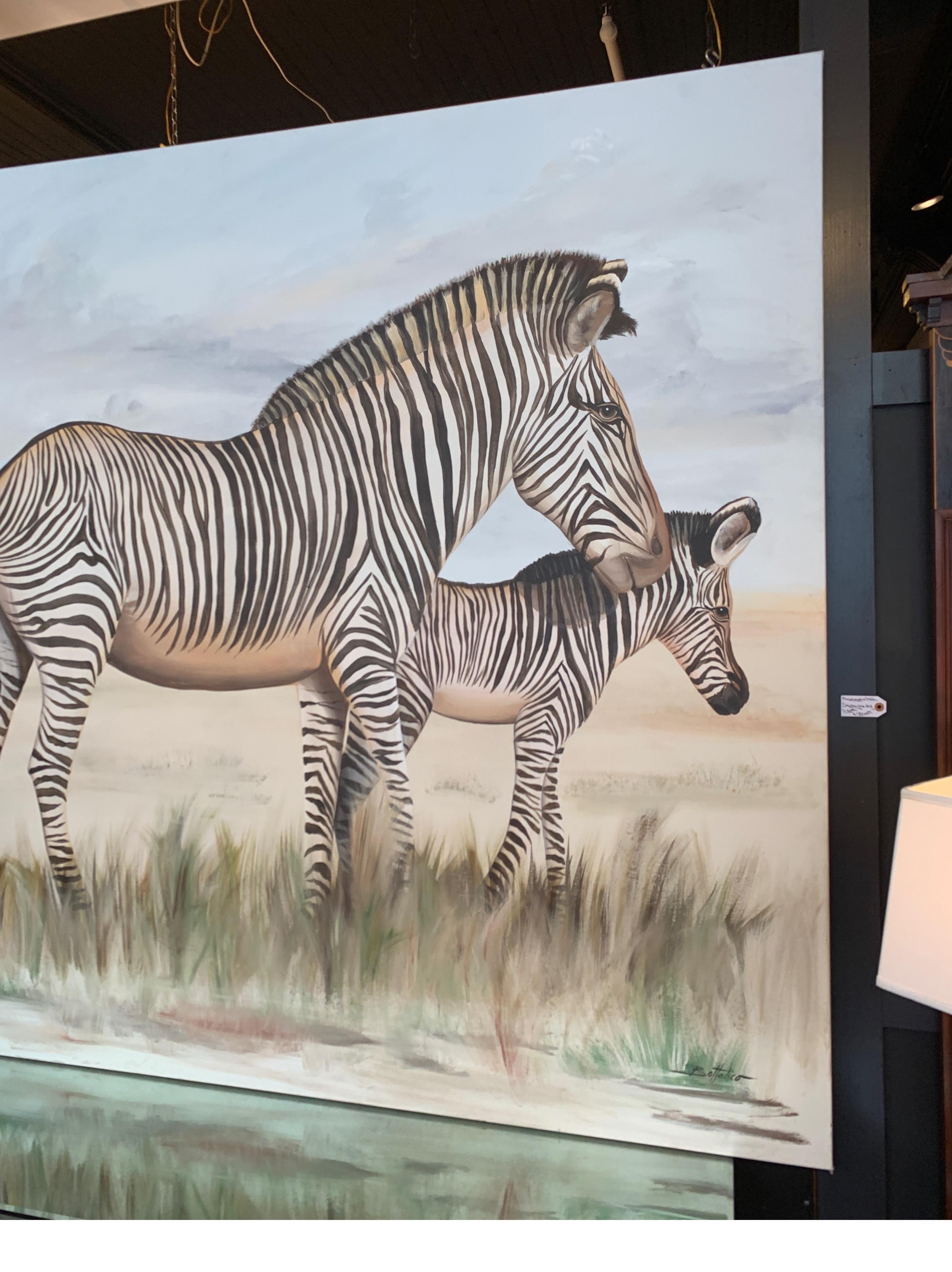 North American Very Large Painting of Zebra Signed Bottalico