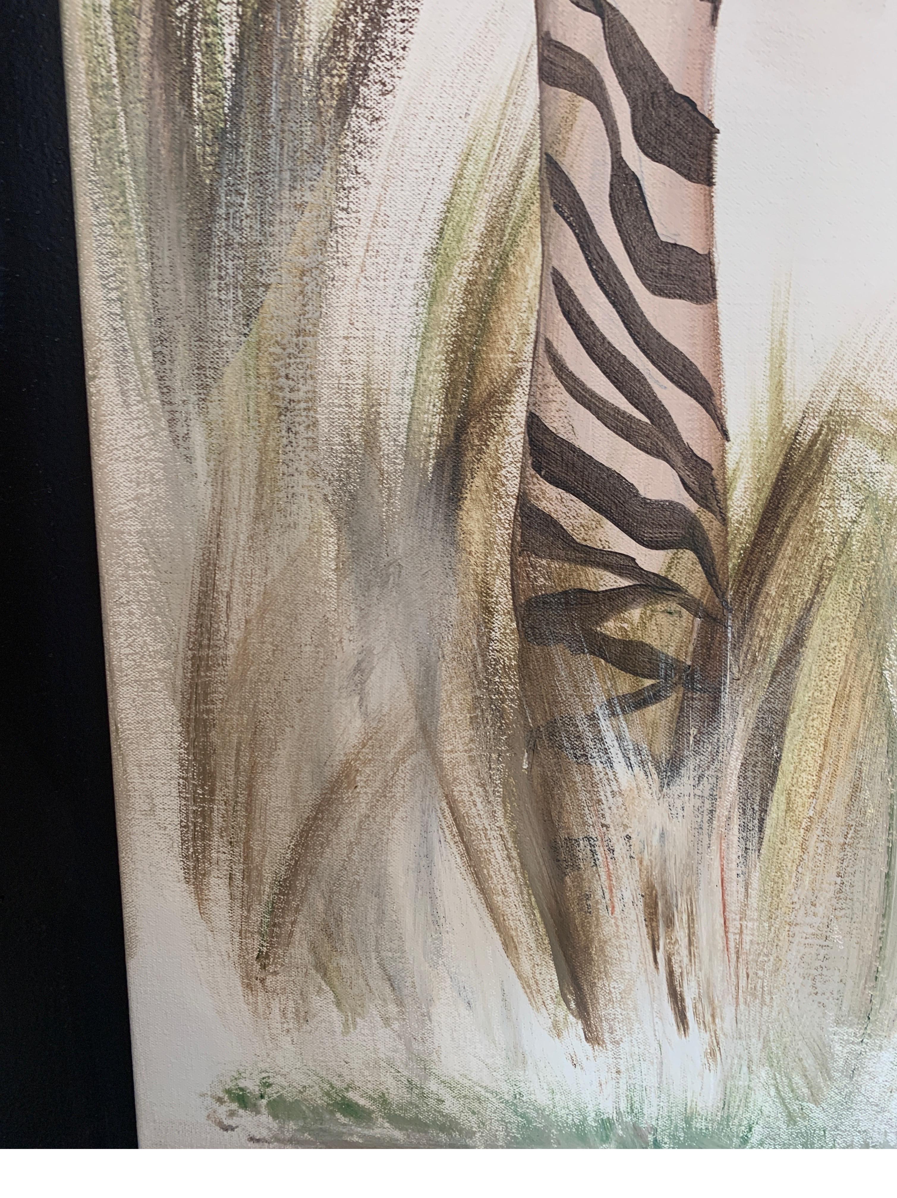 Very Large Painting of Zebra Signed Bottalico In Excellent Condition In Lambertville, NJ