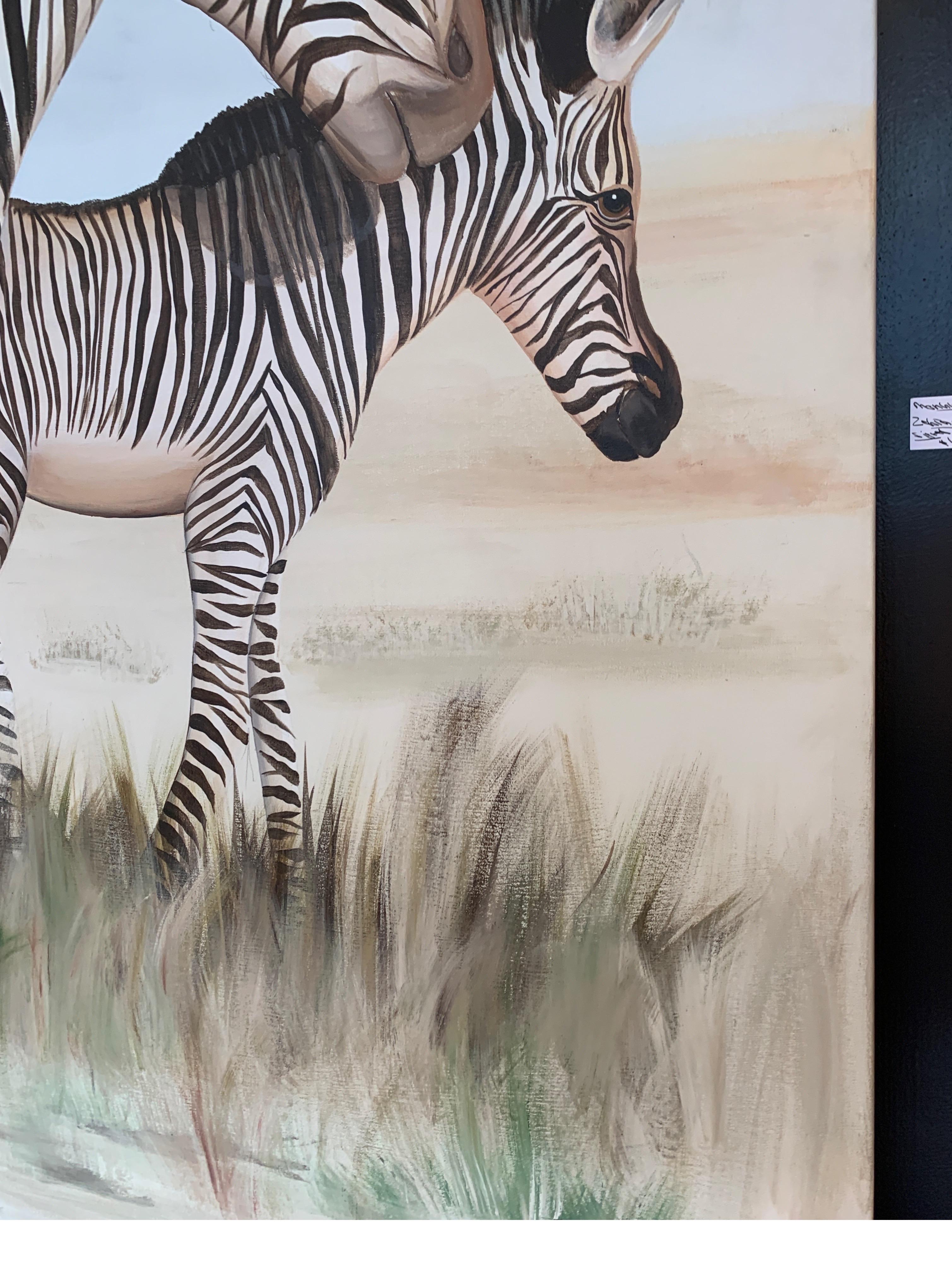 Very Large Painting of Zebra Signed Bottalico 1