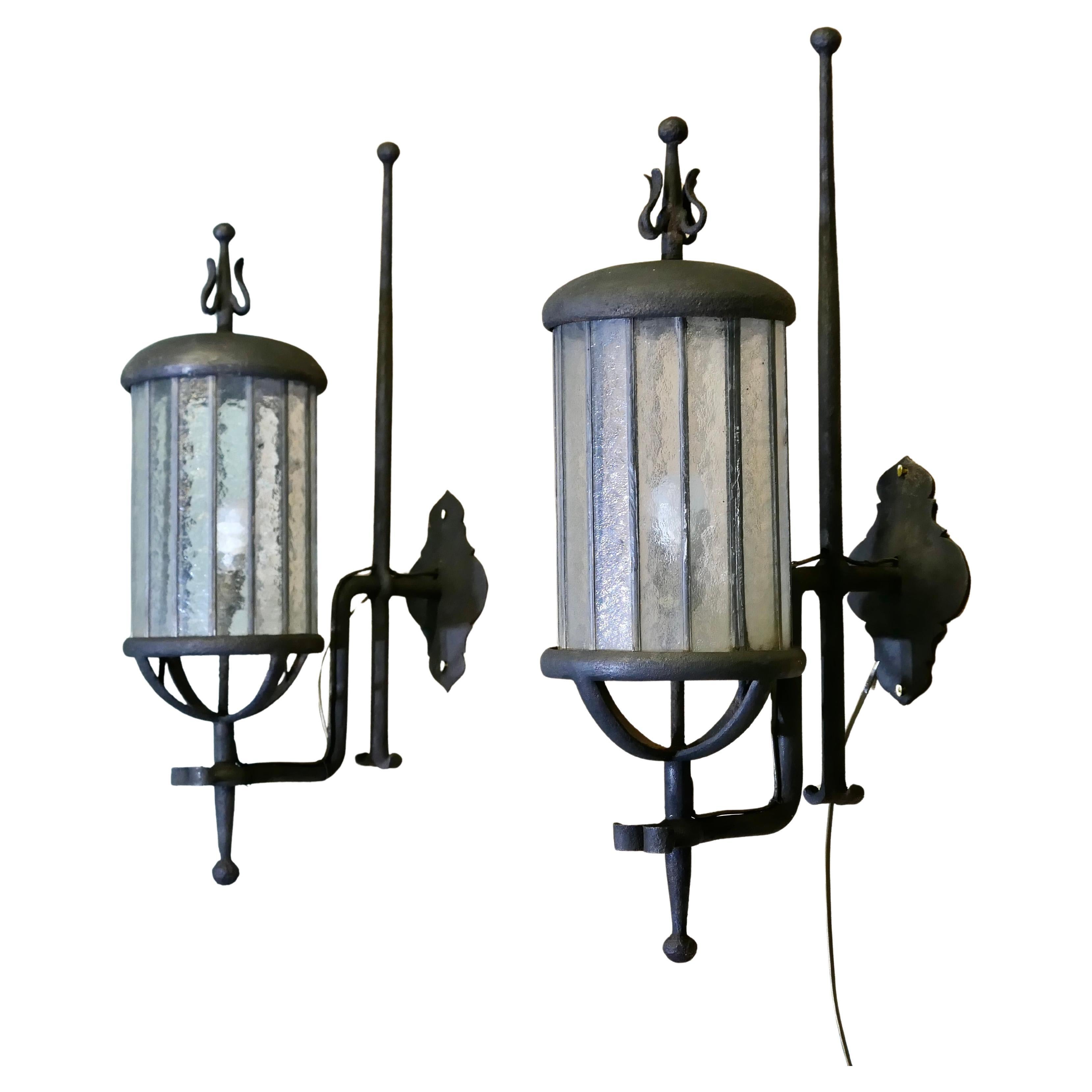 A Very Large Pair of Entrance Door Wall Lights, Wall Lanterns