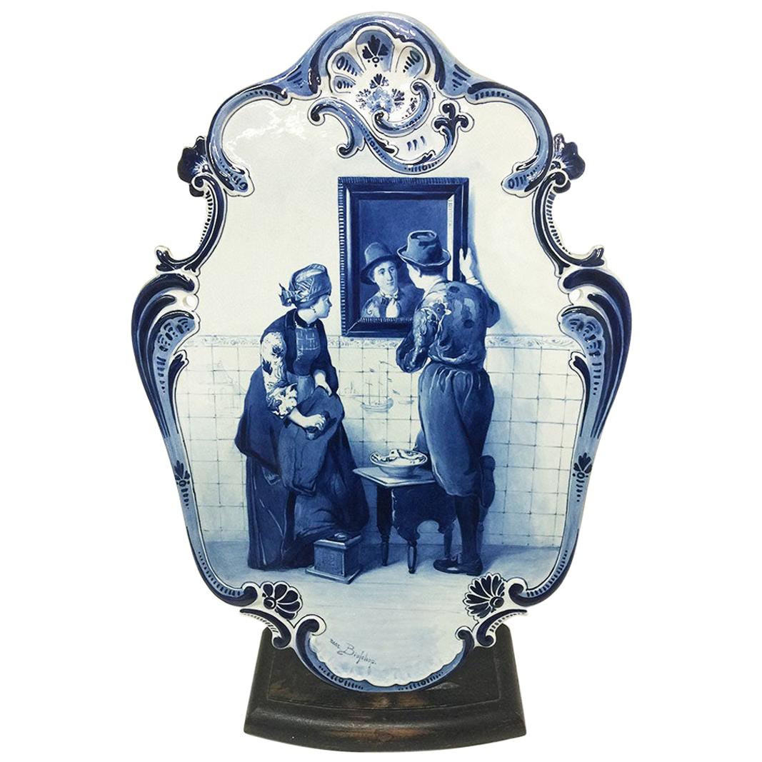 Sehr großer Teller von Dutch Delft Porceleyne Fles nach C. Bisschop, 1889