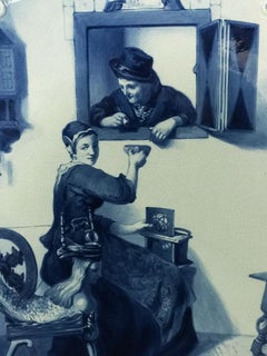 Very Large Plate by Dutch Delft Porceleyne Fles after C. Bisschop, 1892