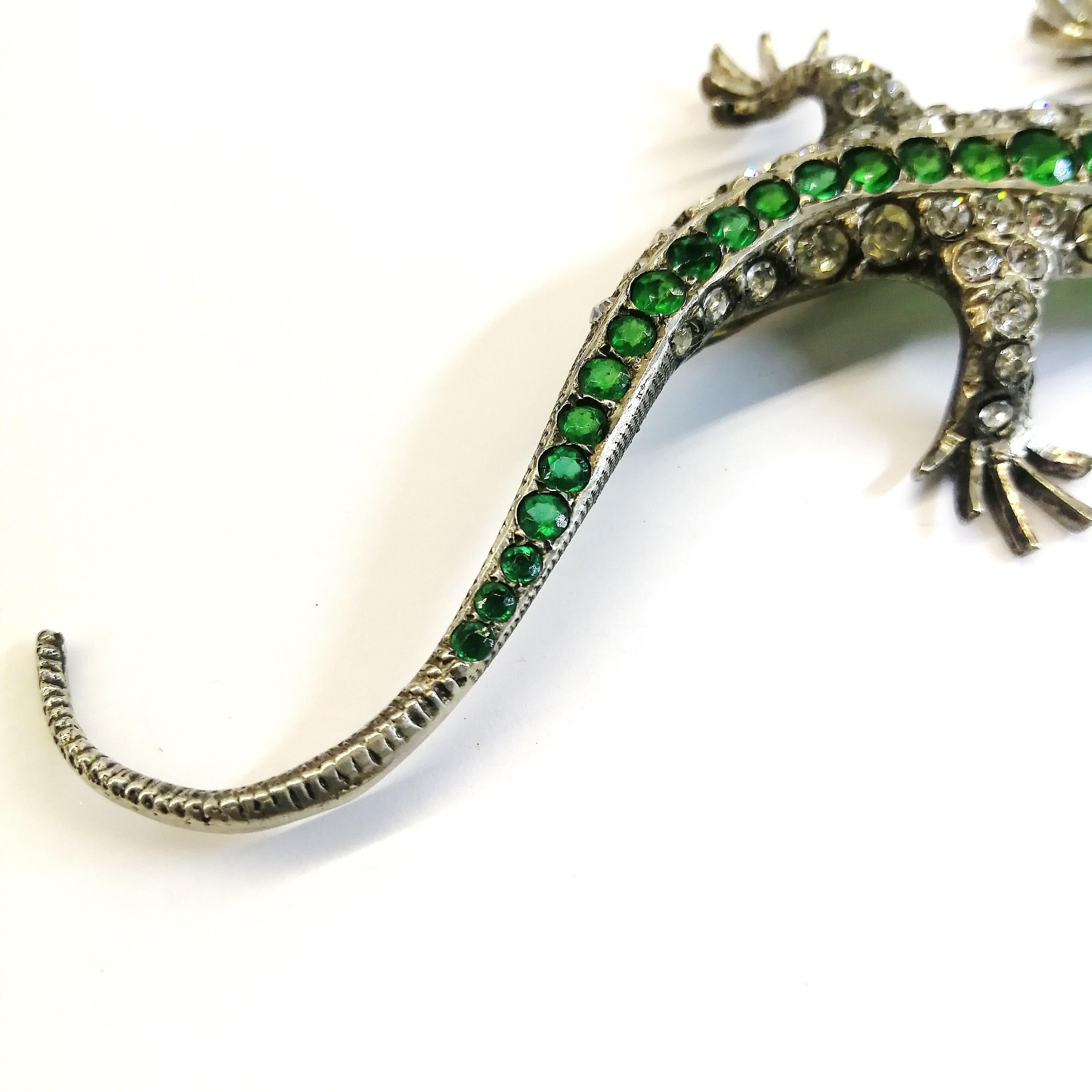A very large silver and paste' lizard' brooch, c1900s 1