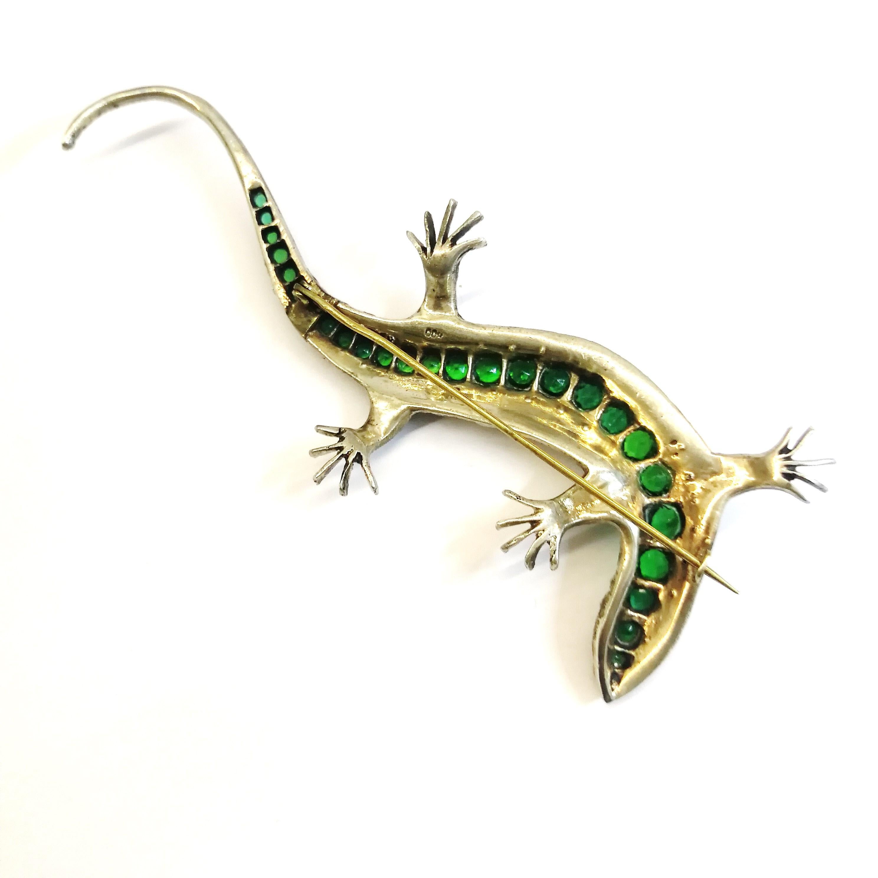 A very large silver and paste' lizard' brooch, c1900s 2