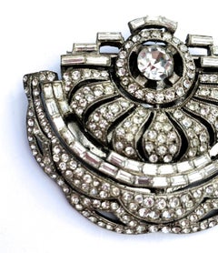 A very large stylised clear paste Art Deco clip, French, 1920s