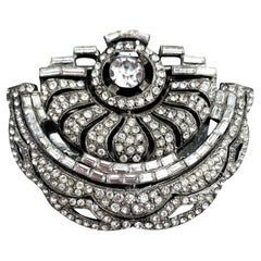 A very large stylised clear paste Art Deco clip, French, 1920s