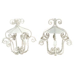 Una lanterna Napoleone III in ferro bianco molto grande