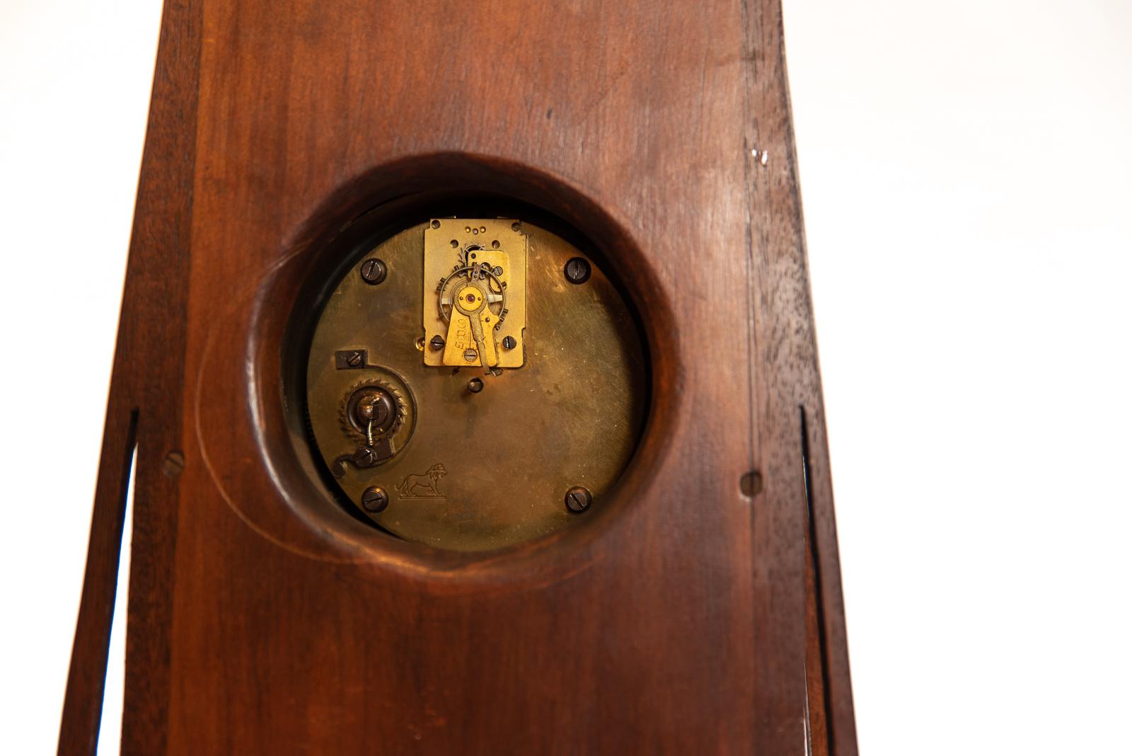 Late Victorian Very Large Wooden Art Deco/Art Nouveau Timepiece Mantel Clock For Sale