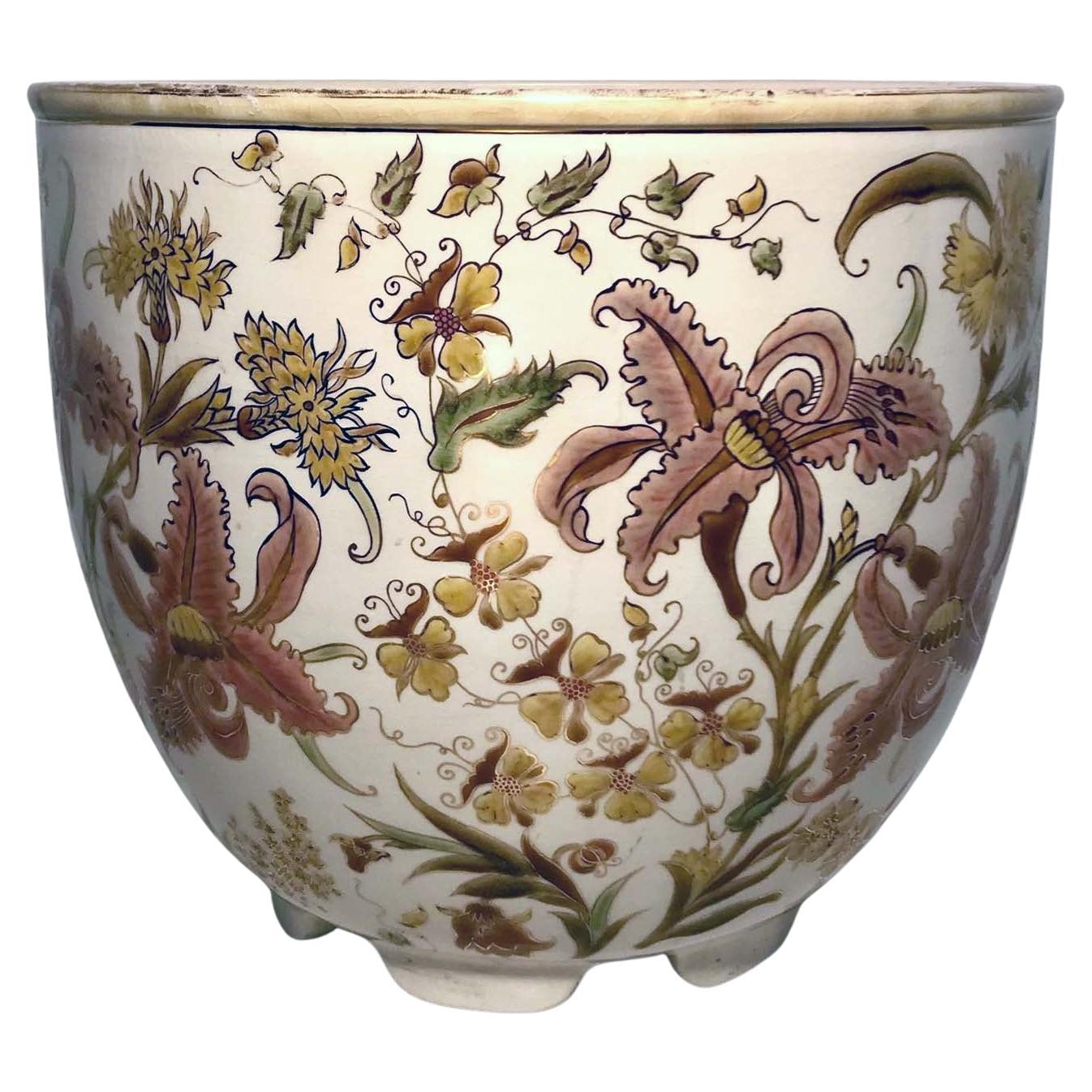 Very Large Zsolnay Ceramic Jardiniere For Sale