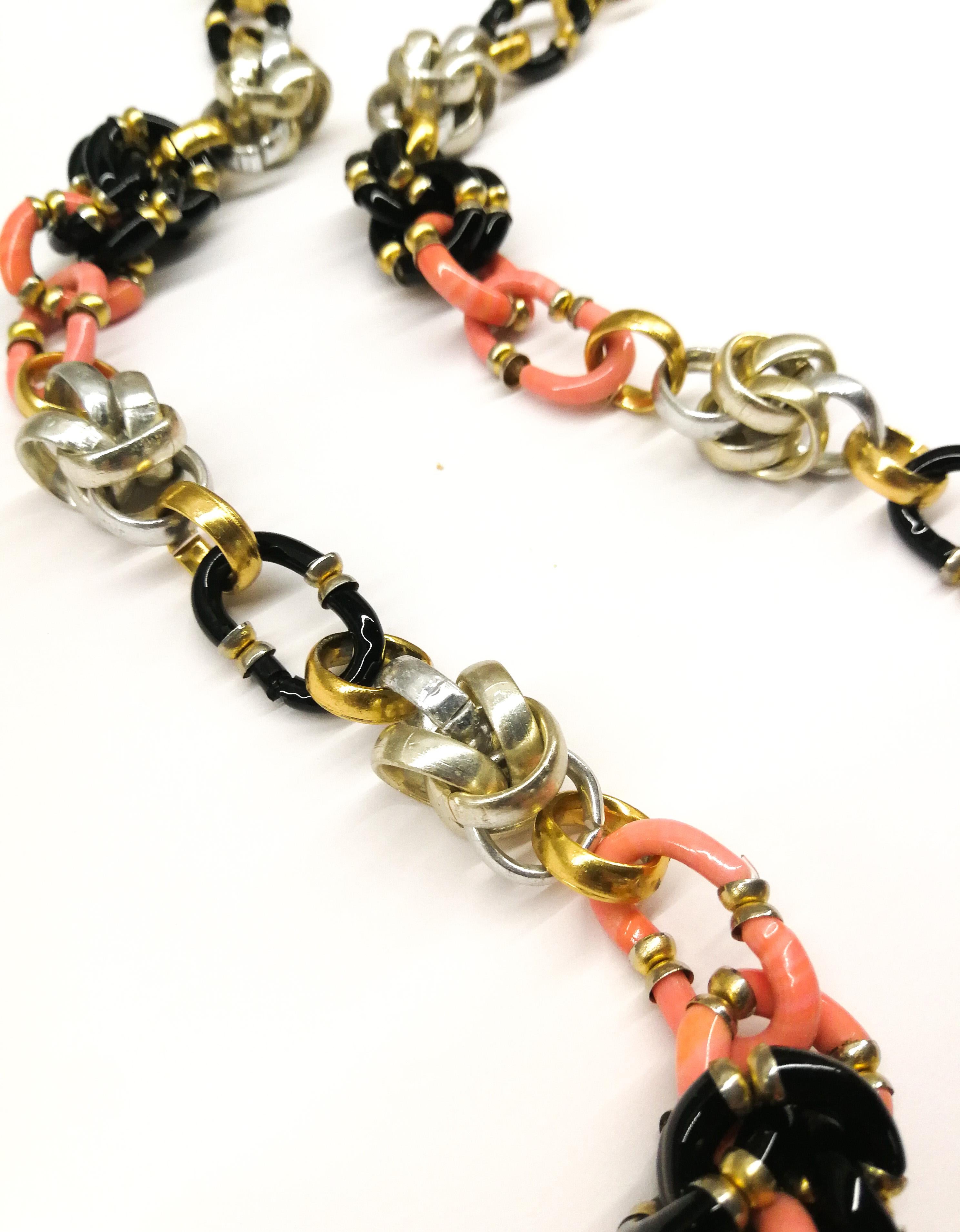 A very long Murano glass and metal chain necklace, A Seguso for Chanel, 1970s. 7