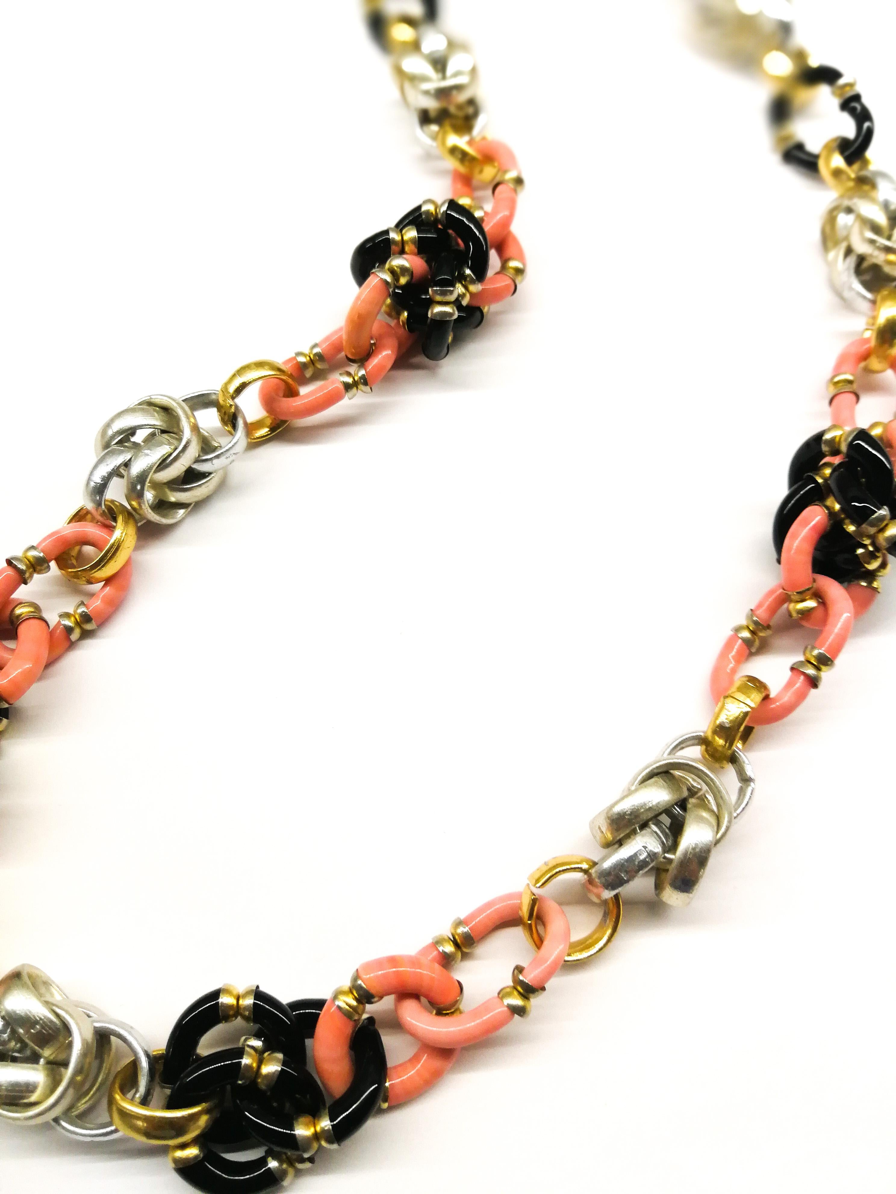 A very long Murano glass and metal chain necklace, A Seguso for Chanel, 1970s. In Excellent Condition In Greyabbey, County Down