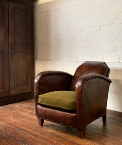 A Very Lovely, Artisan Made, Leather Club Chair, France 1900’s