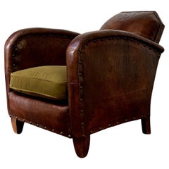 A Very Lovely, Artisan Made, Leather Club Chair, France 1900’s