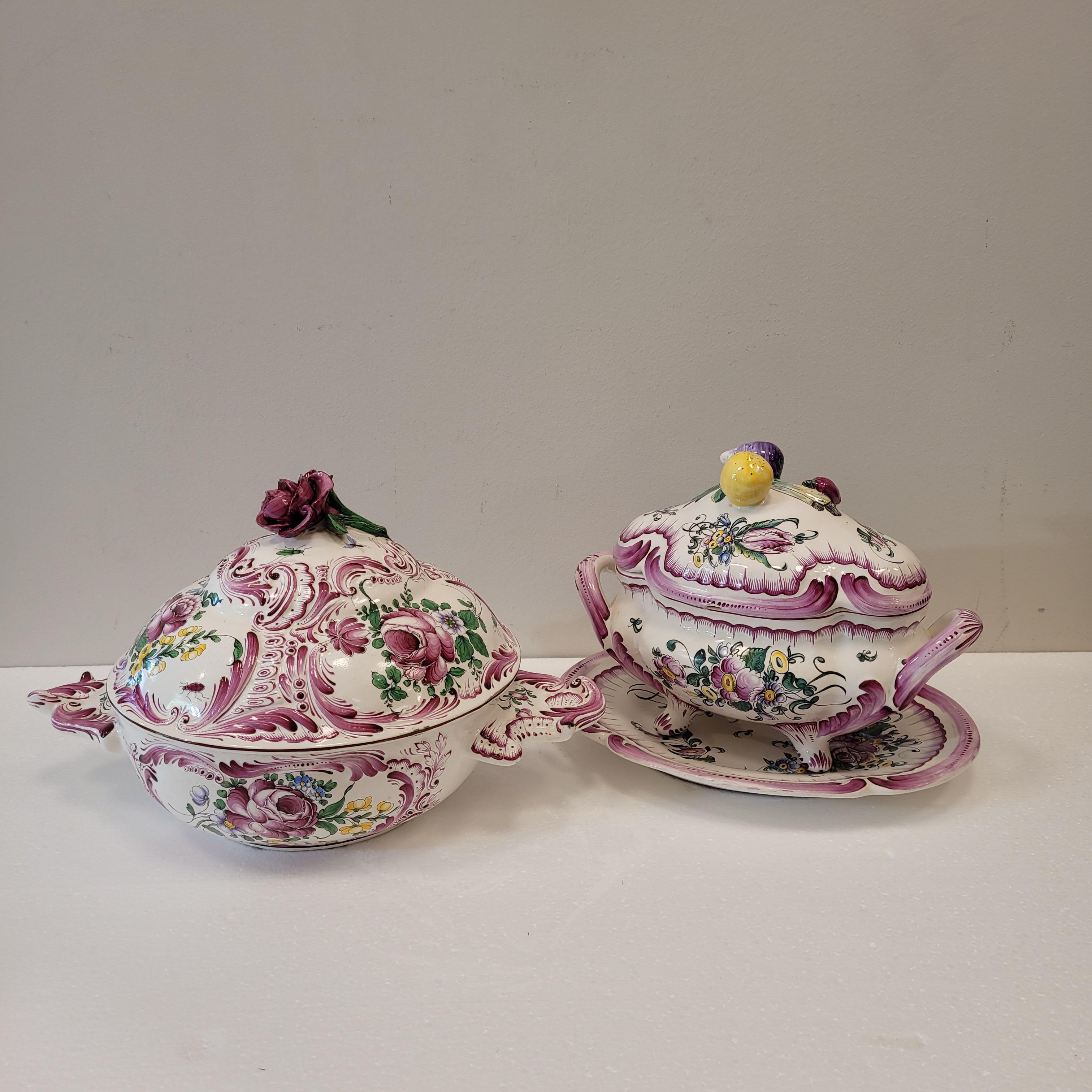Loza francesa pintada a mano  Sopera Con Tapa Rosa Strasburg Renacimiento barroco en venta