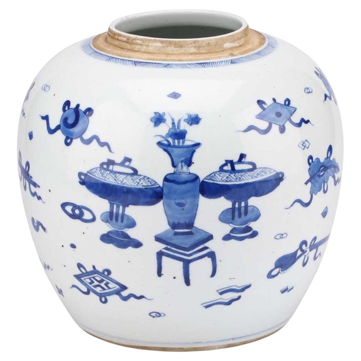 A Very Nice Large Chinese Blue and White Ginger Jar/Vase. 19th C. For Sale