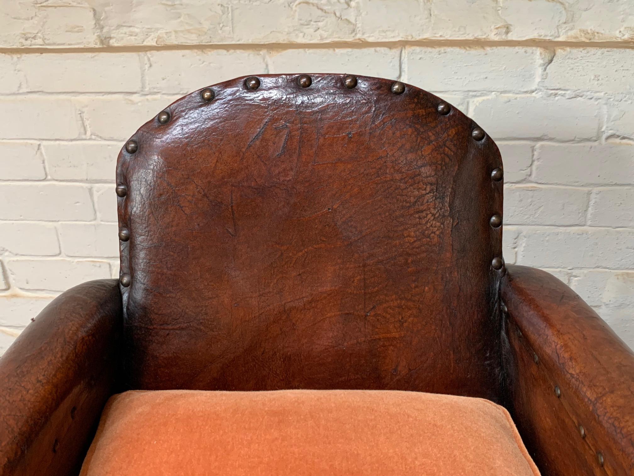 20th Century A Very Pretty French Leather Club Chair, Normandy Model circa 1910