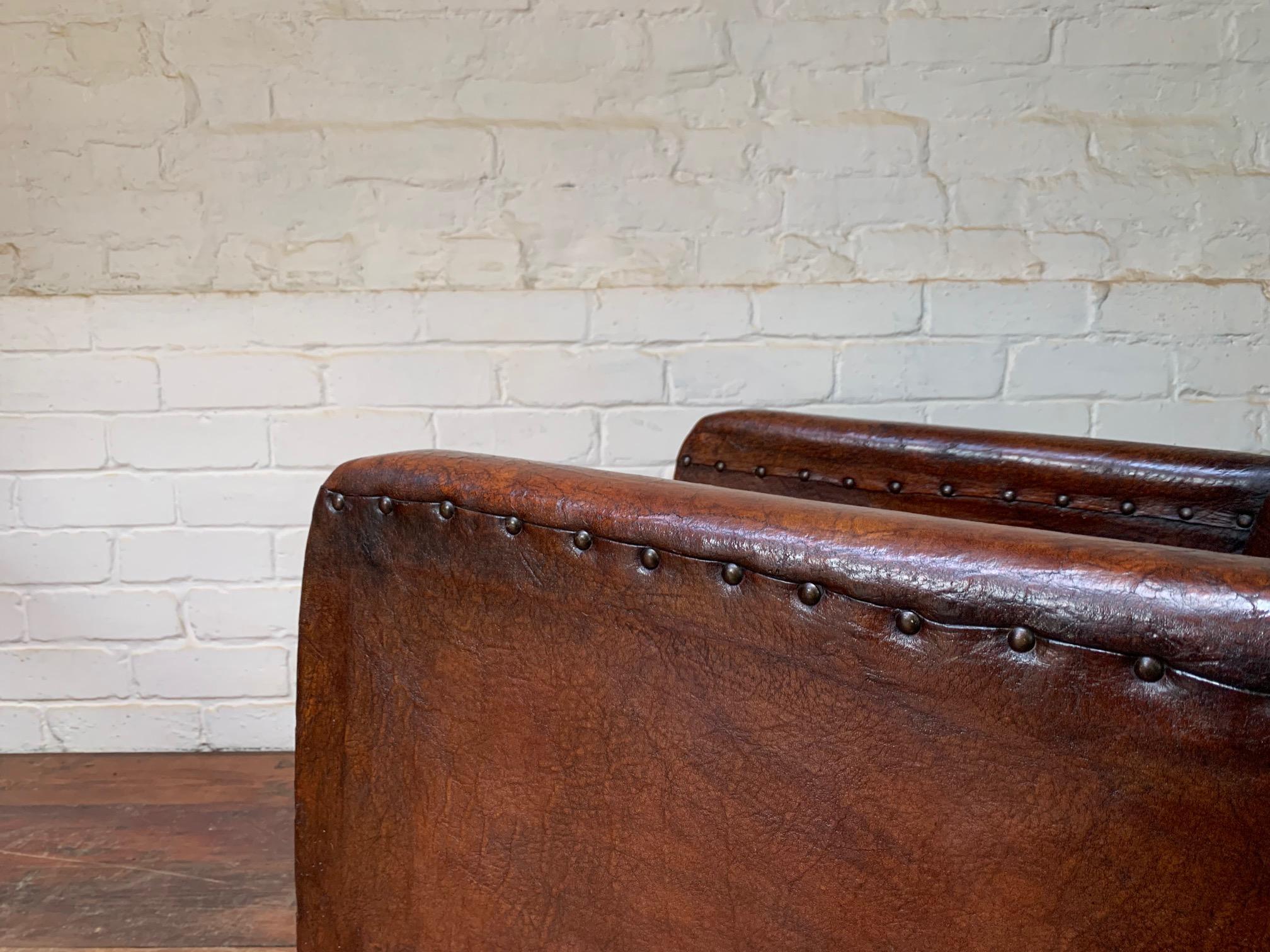 A Very Pretty French Leather Club Chair, Normandy Model circa 1910 3
